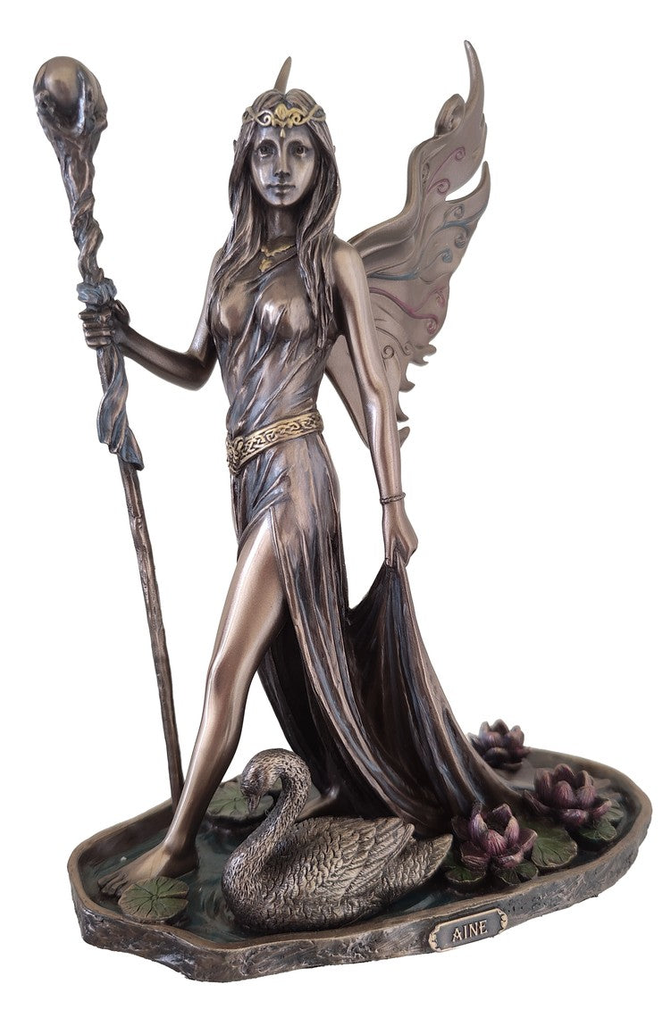 "Áine bronze statue – Celtic Goddess of Love, Nature and Faery Magic, symbol of joy and natural abundance"