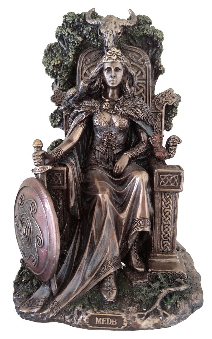 "Medb bronze statue – Celtic Warrior Queen and Goddess of Sovereignty, symbol of strength, confidence and divine feminine power"