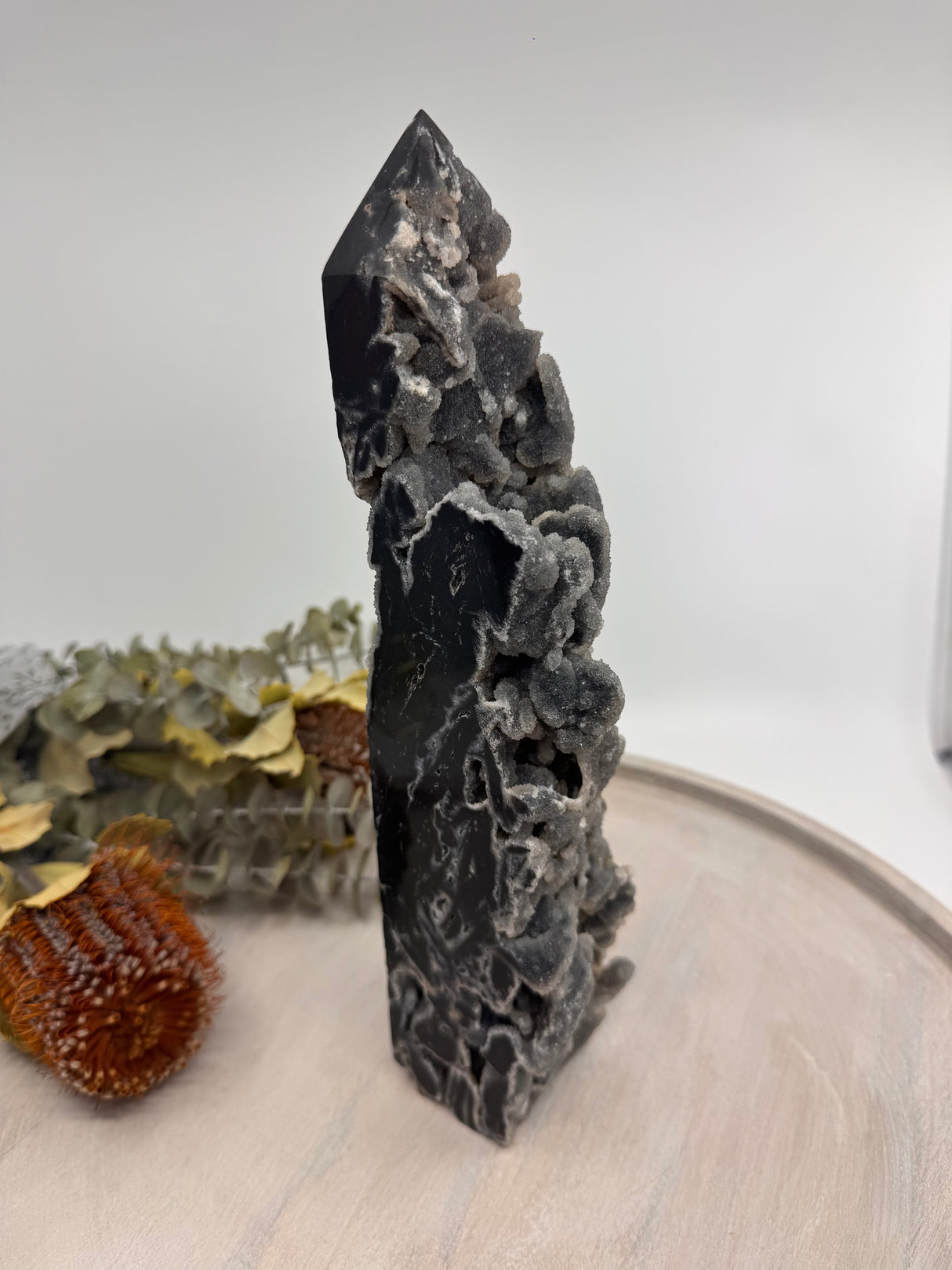 Large Sphalerite tower with druzy pockets – grounding and transformation stone