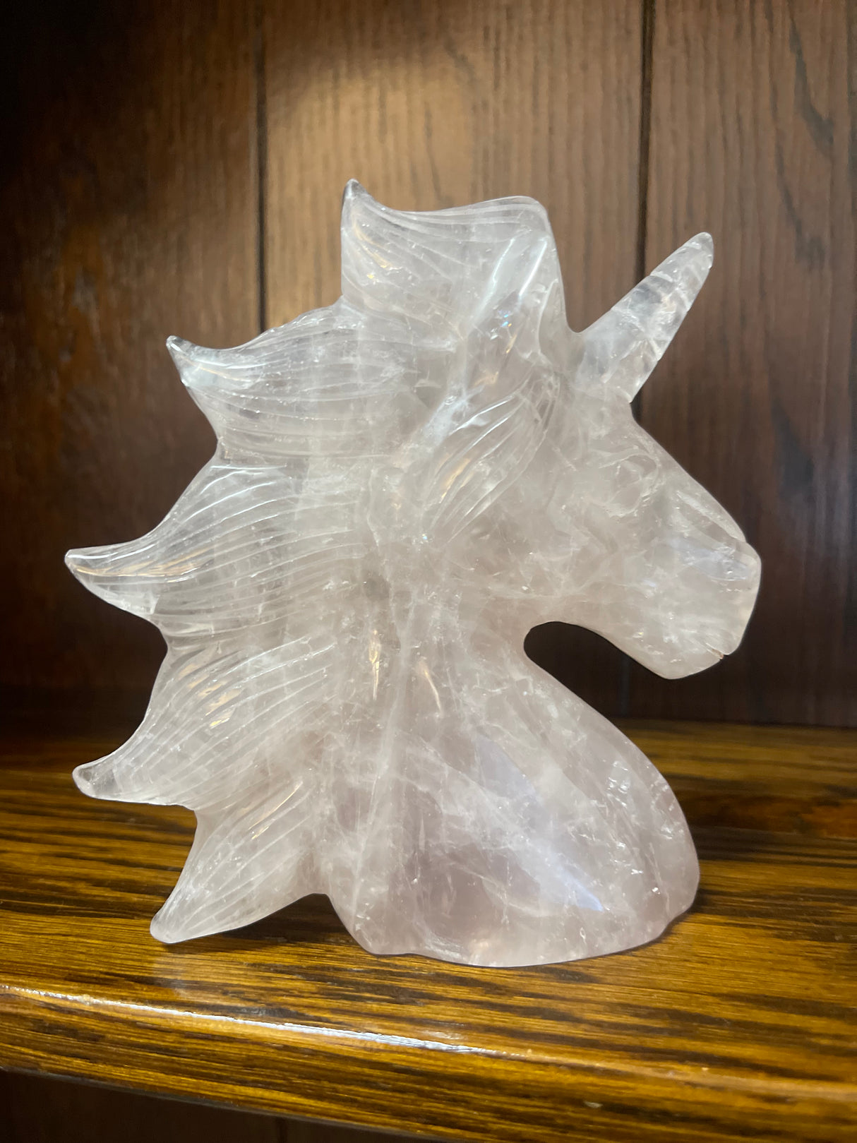 Rose Quartz Unicorn Carving 413g - “I radiate love, beauty, confidence and grace”.