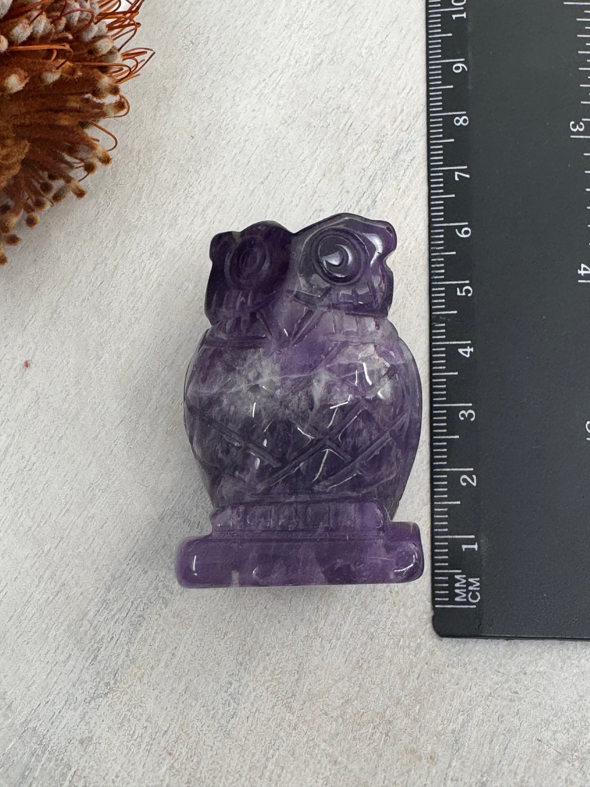 Chevron Amethyst Owl Carving – Crystal of Peace & Wisdom