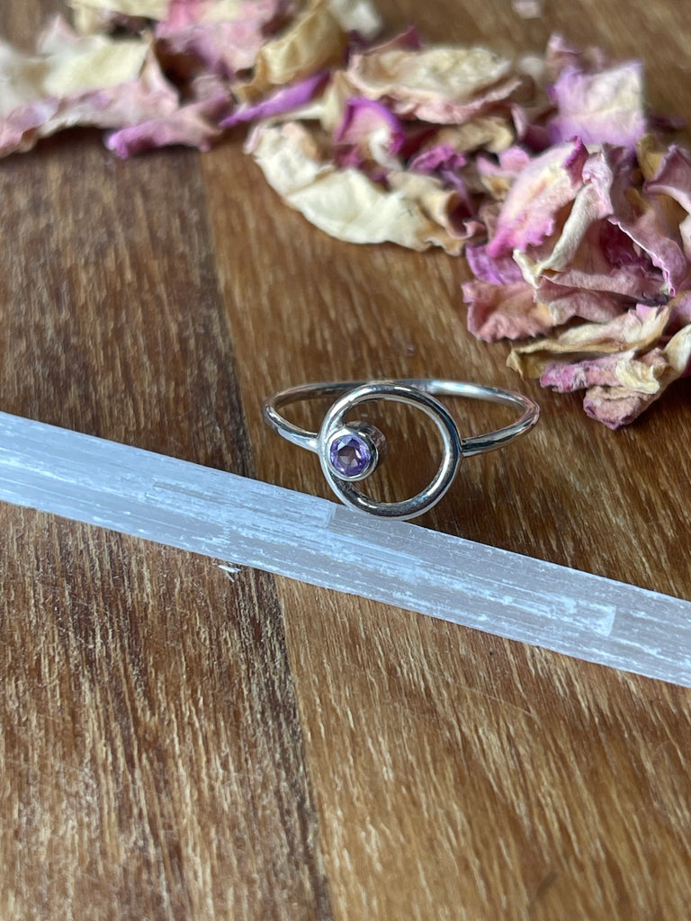 Amethyst Silver Ring Size 7 - “I trust my intuition and allow it to guide me each day”