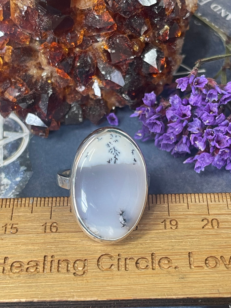 Dendritic Agate Silver Ring Size 10 #3 - Earth Healer - Protection