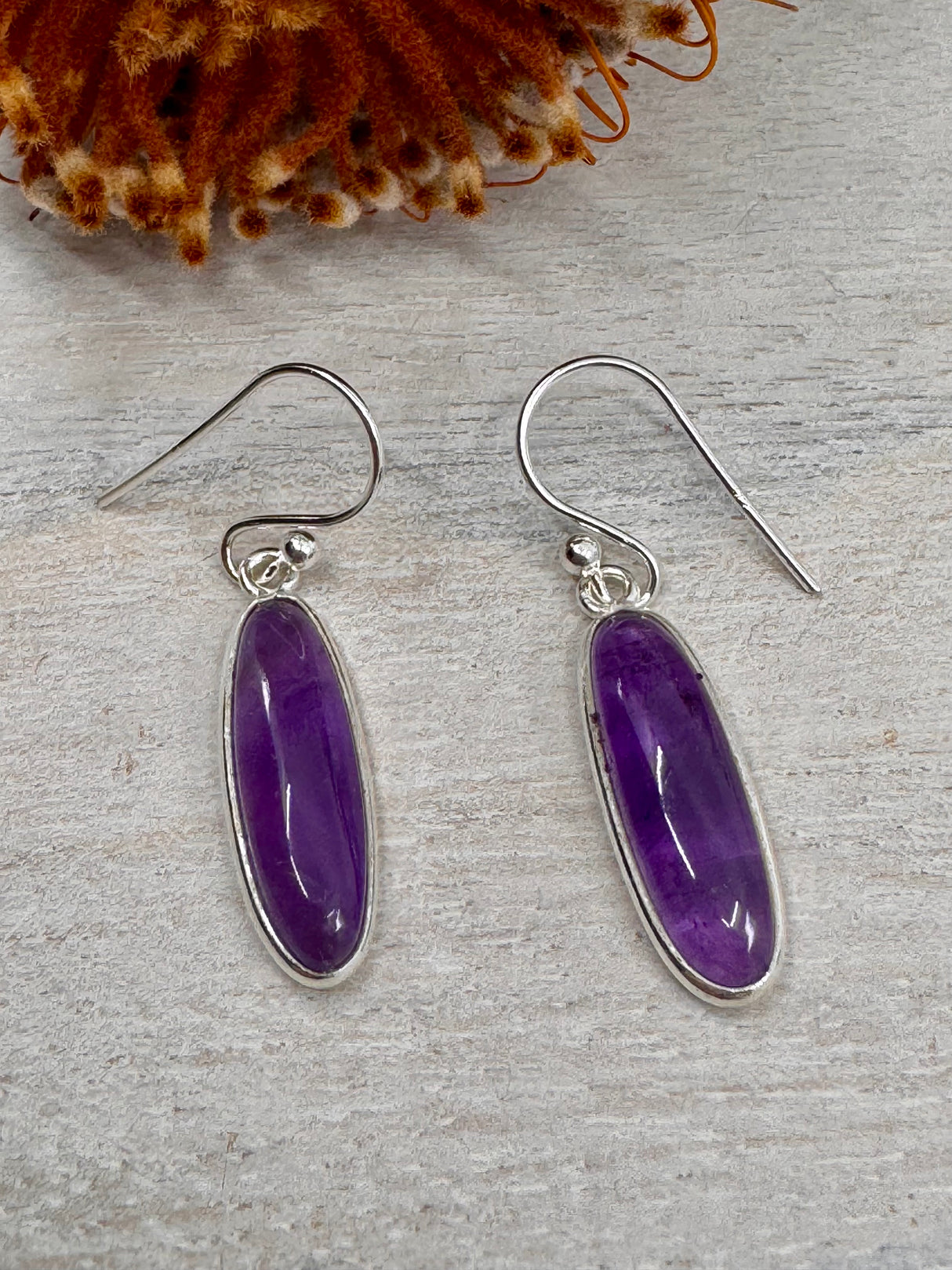 Sterling Silver Amethyst Drop Earrings