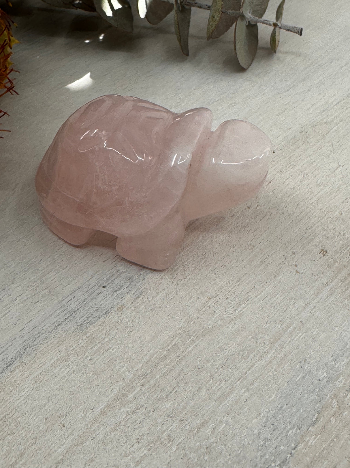 Rose Quartz Turtle Carving 5 cm × 3.5 cm – soft pink crystal turtle symbolising love, compassion and emotional healing, Inspired By 3 Australia.