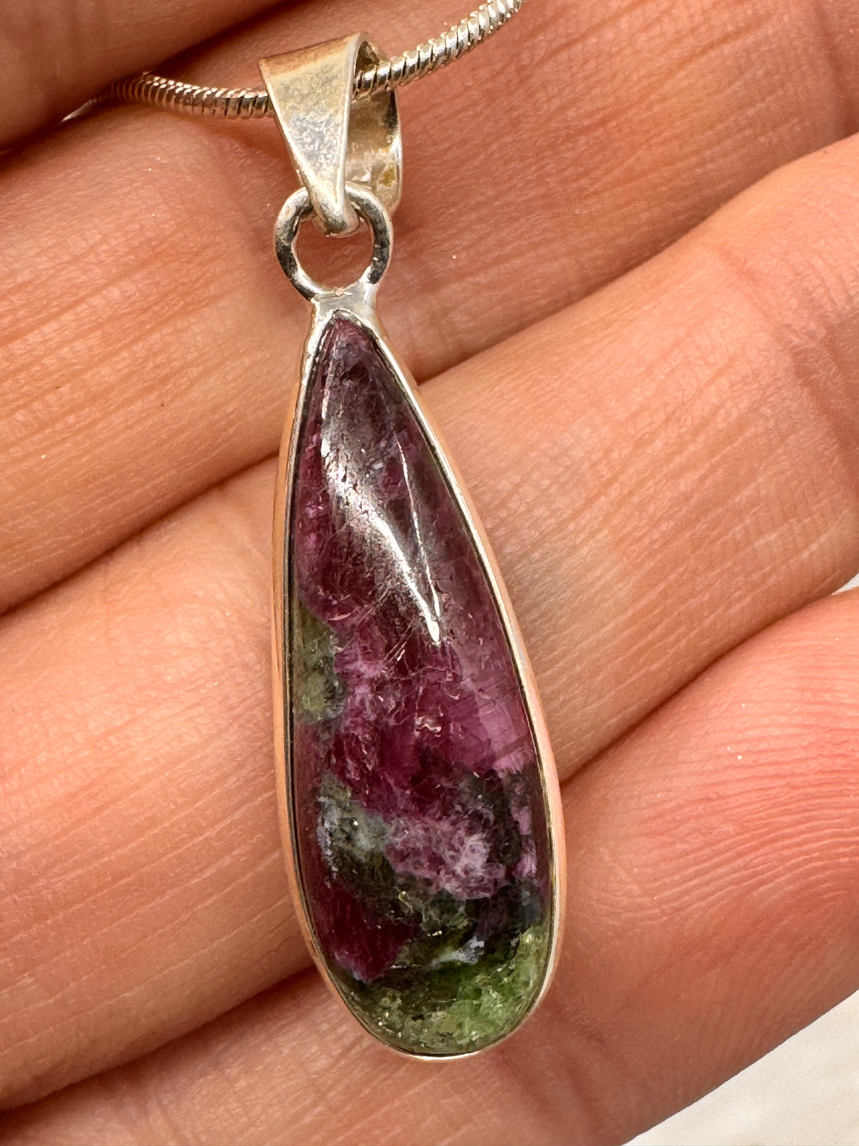 Ruby Zoisite Pendant and Chain - "I radiate gratitude, appreciation, and love each day."