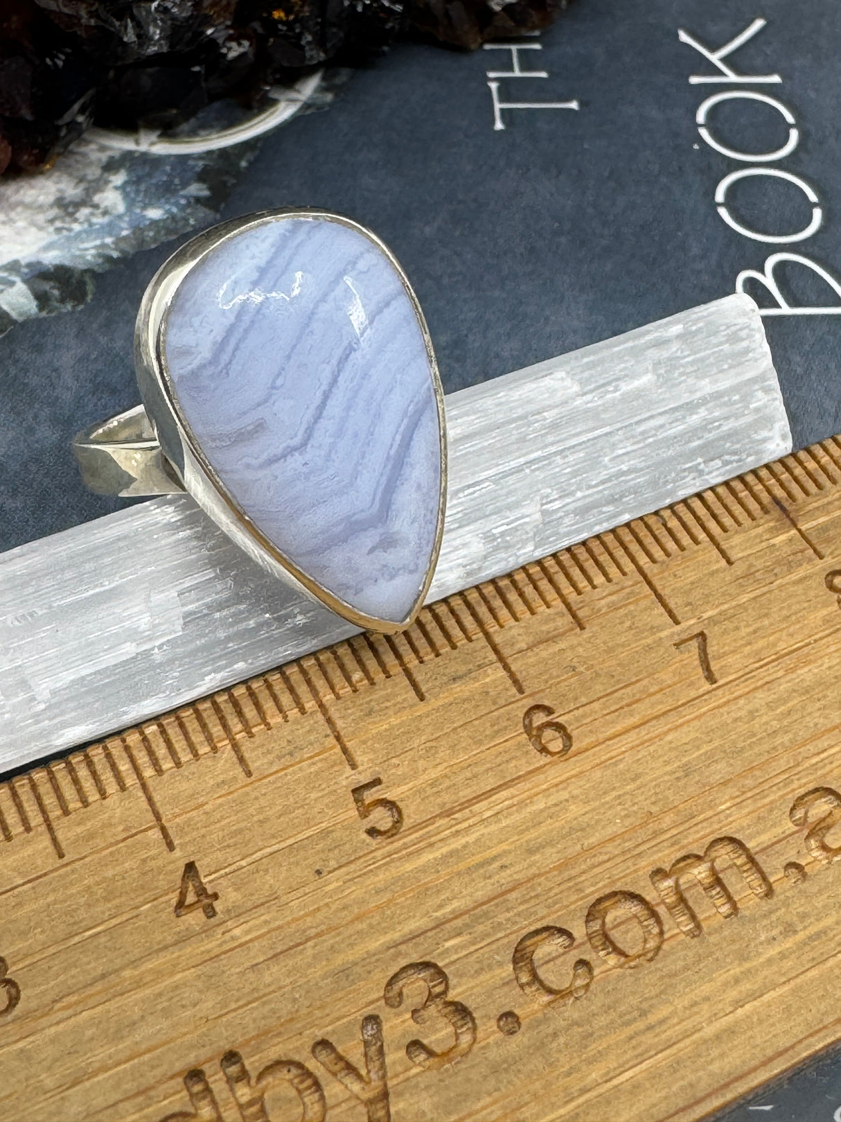 Blue Lace Agate Ring Size 8 - "I express my thoughts authentically and with clarity."