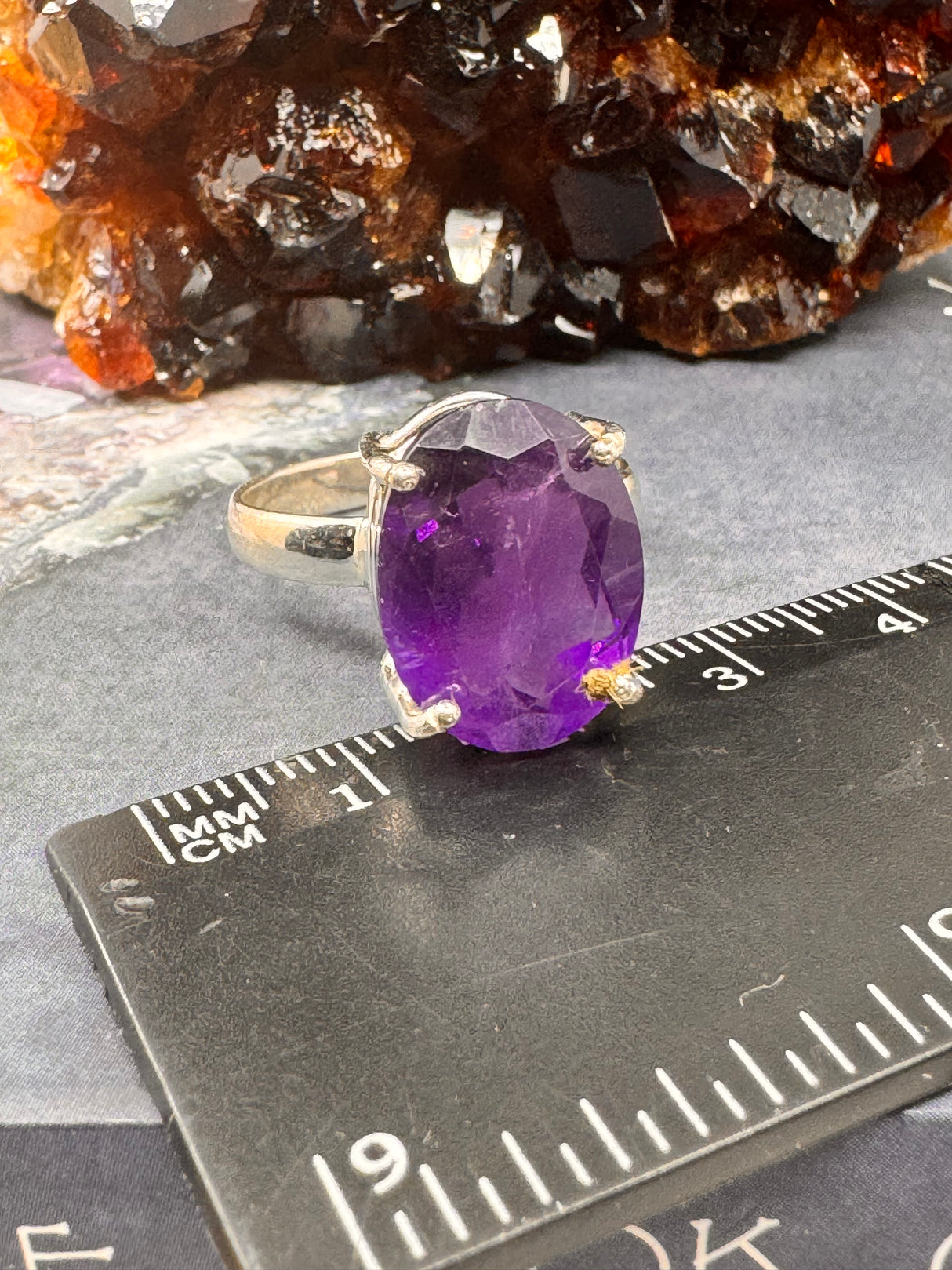 Amethyst Silver Ring Size 10 - "I am passionate and enthusiastic in all areas of my life."