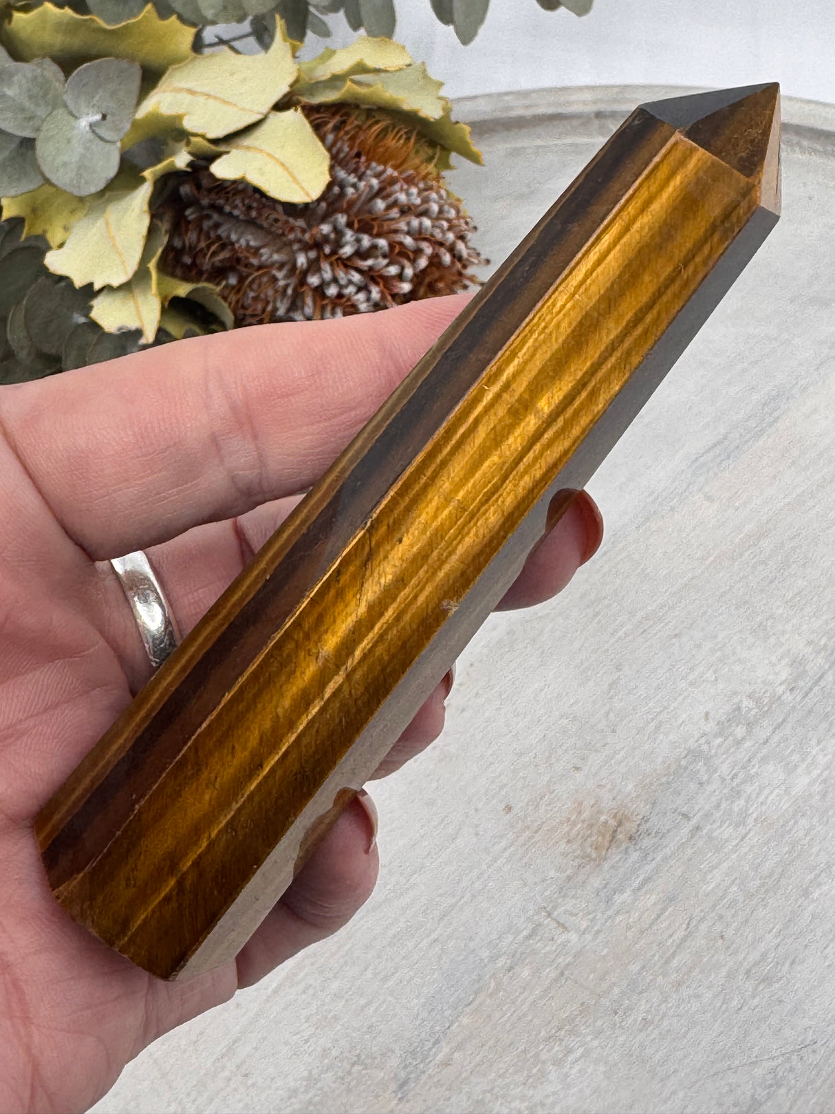 6-Sided Tiger Eye Point – Crystal of Courage & Focus