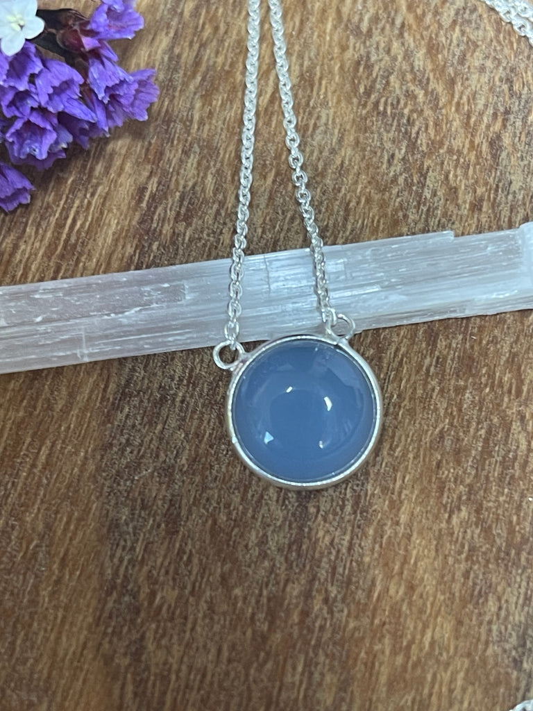 Blue Chalcedony Sterling Silver Necklace - Communication. Clarity. Mental Health.