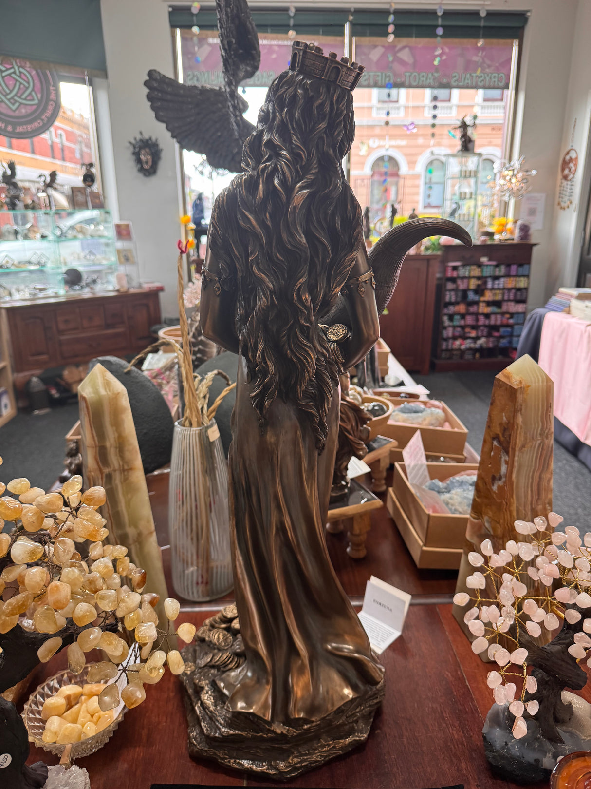 Bronze Fortuna figurine with cornucopia – symbol of prosperity and good luck