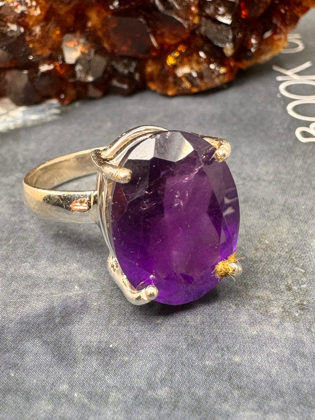 Amethyst Silver Ring Size 10 - "I am passionate and enthusiastic in all areas of my life."