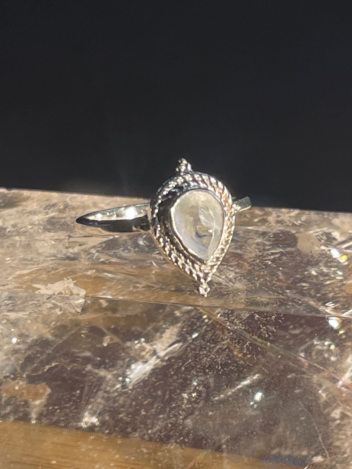 Rainbow Moonstone Silver Ring- Size 5 - “My mind is open to new possibilities and opportunities”.