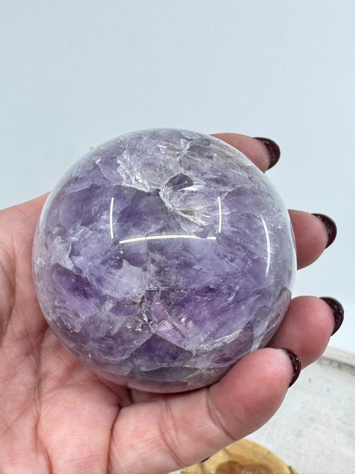 Banded Black Agate & Amethyst Sphere 325g (6cm) – Stone of Balance, Protection & Spiritual Harmony