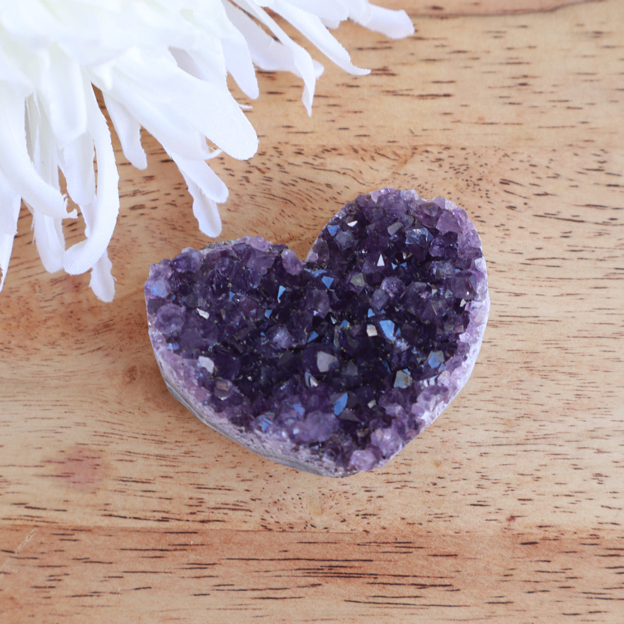 Natural amethyst cluster heart 6cm 83g deep purple druzy healing crystal
