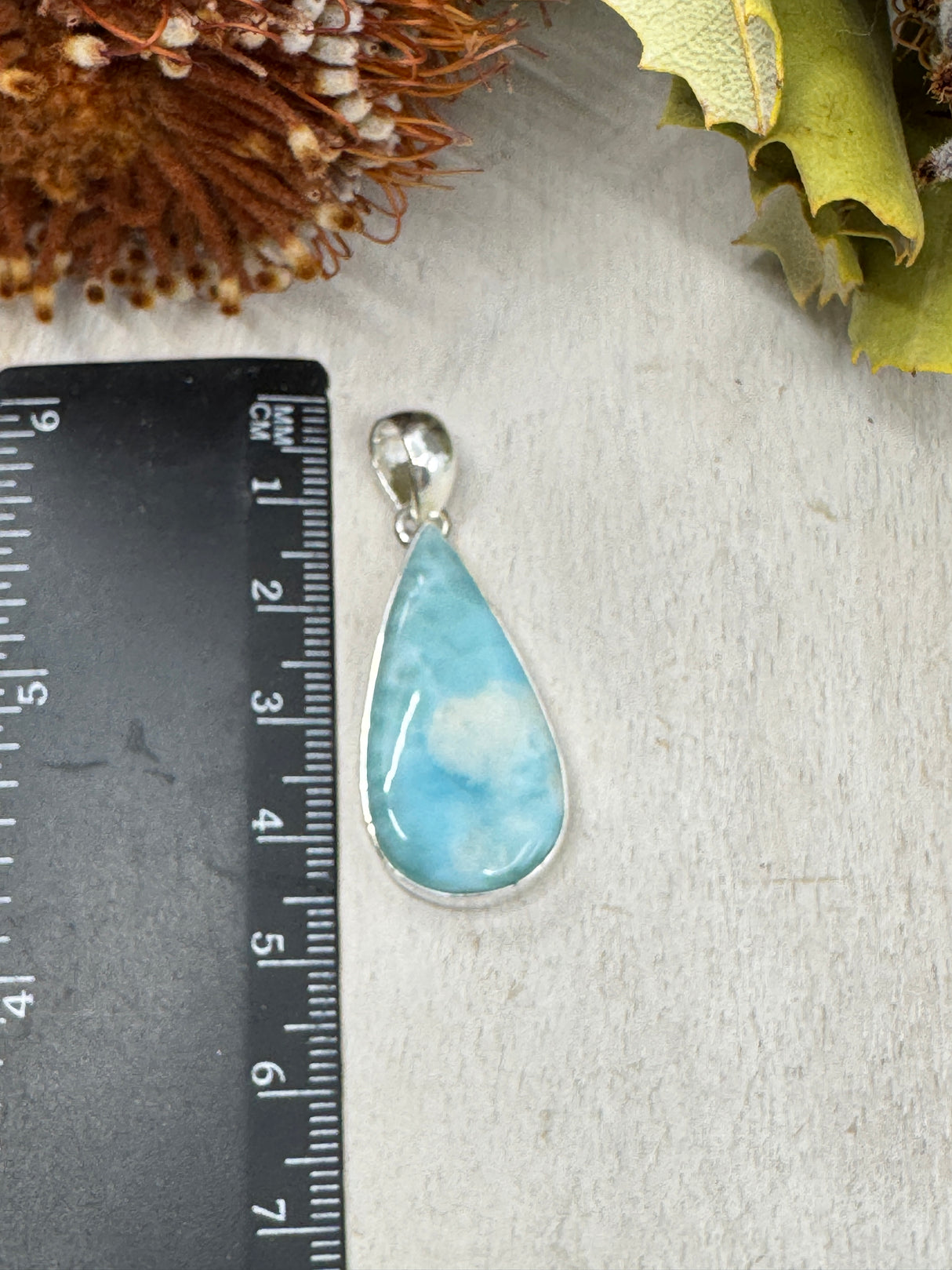 Larimar Pendant #2 – 7.56g (4.5x1.8cm) – .925 Silver – Stone of Calm, Communication & Divine Feminine Flow