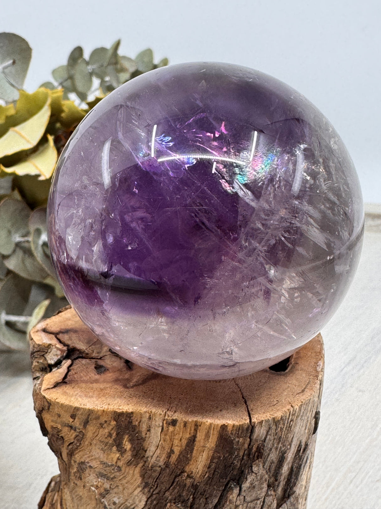Amethyst Sphere – violet crystal sphere symbolising aura cleansing, dream healing and spiritual renewal, Inspired By 3 Australia.