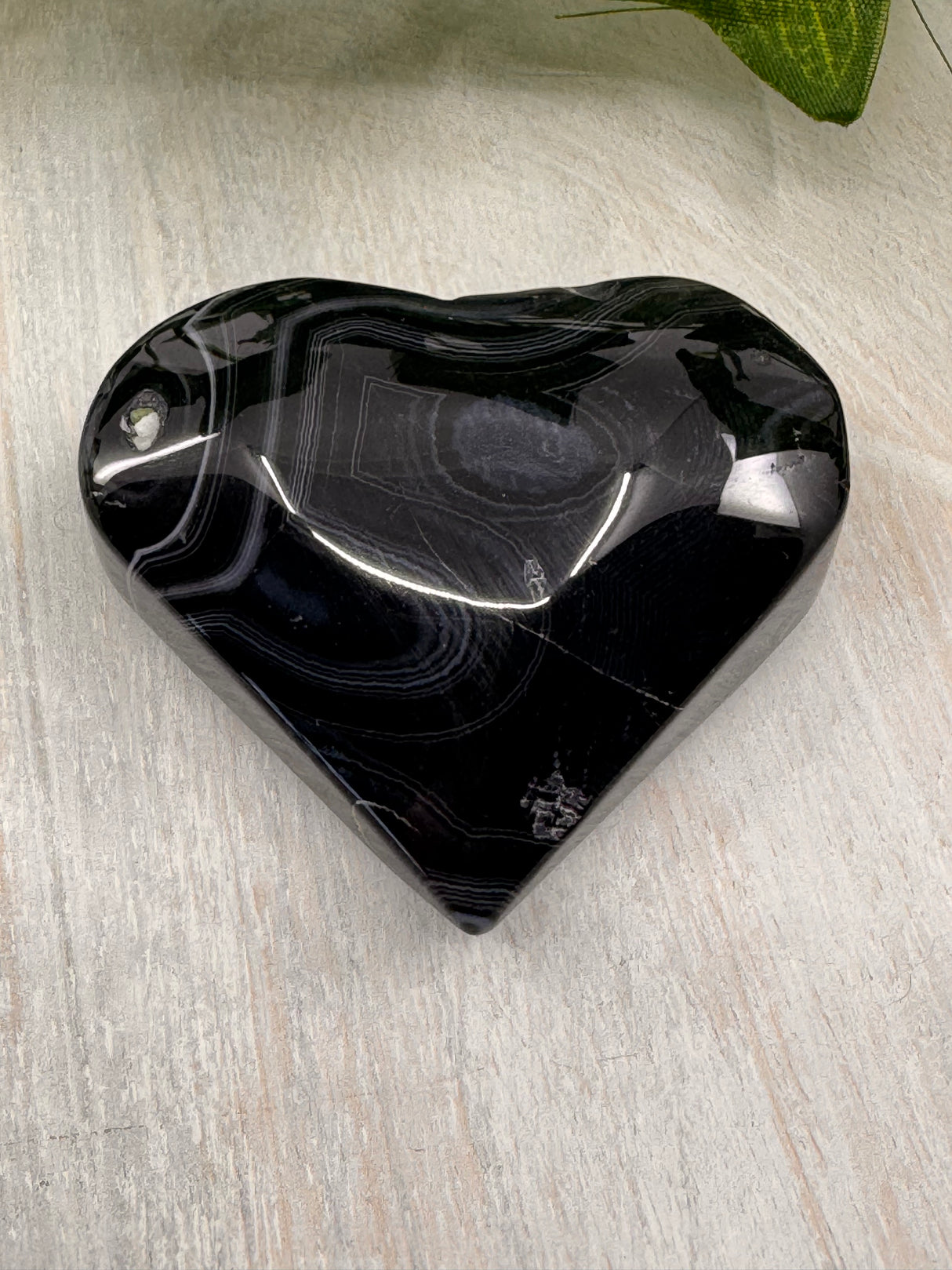 Banded Black Agate Heart - "I release all behaviours that no longer serve me."