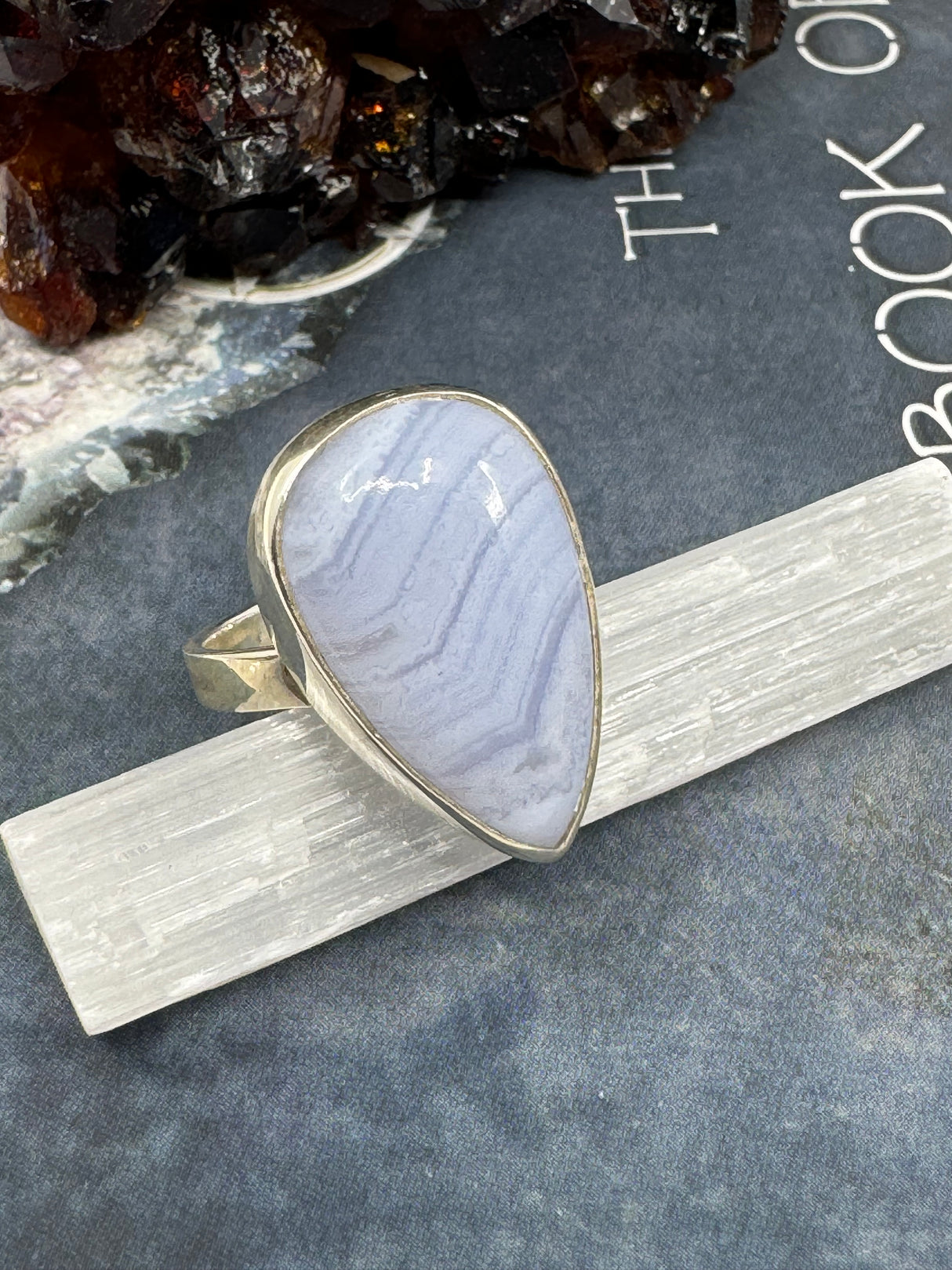Blue Lace Agate Ring Size 8 - "I express my thoughts authentically and with clarity."