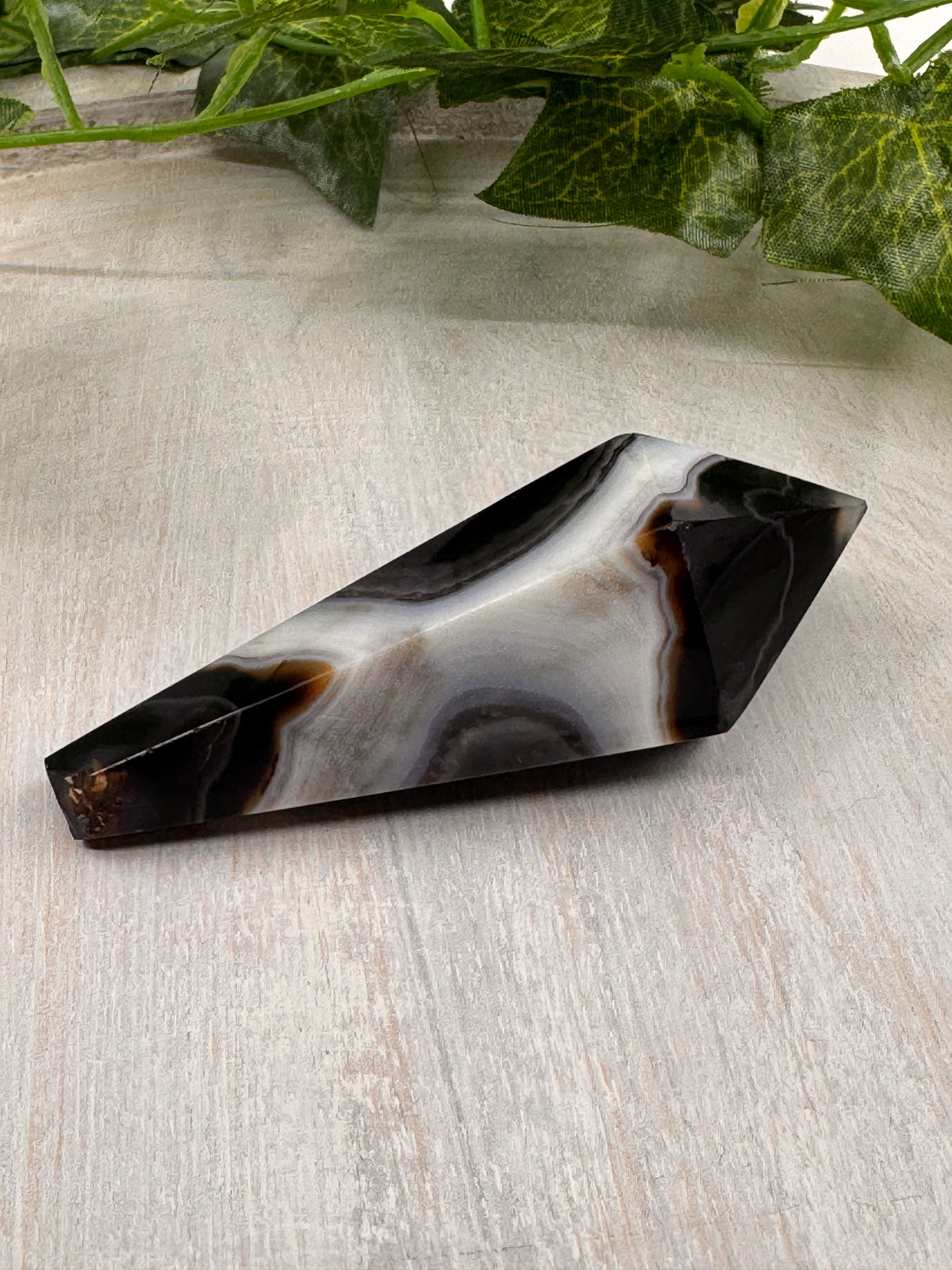 Banded Black Agate Wand - "I release all behaviours that no longer serve me."