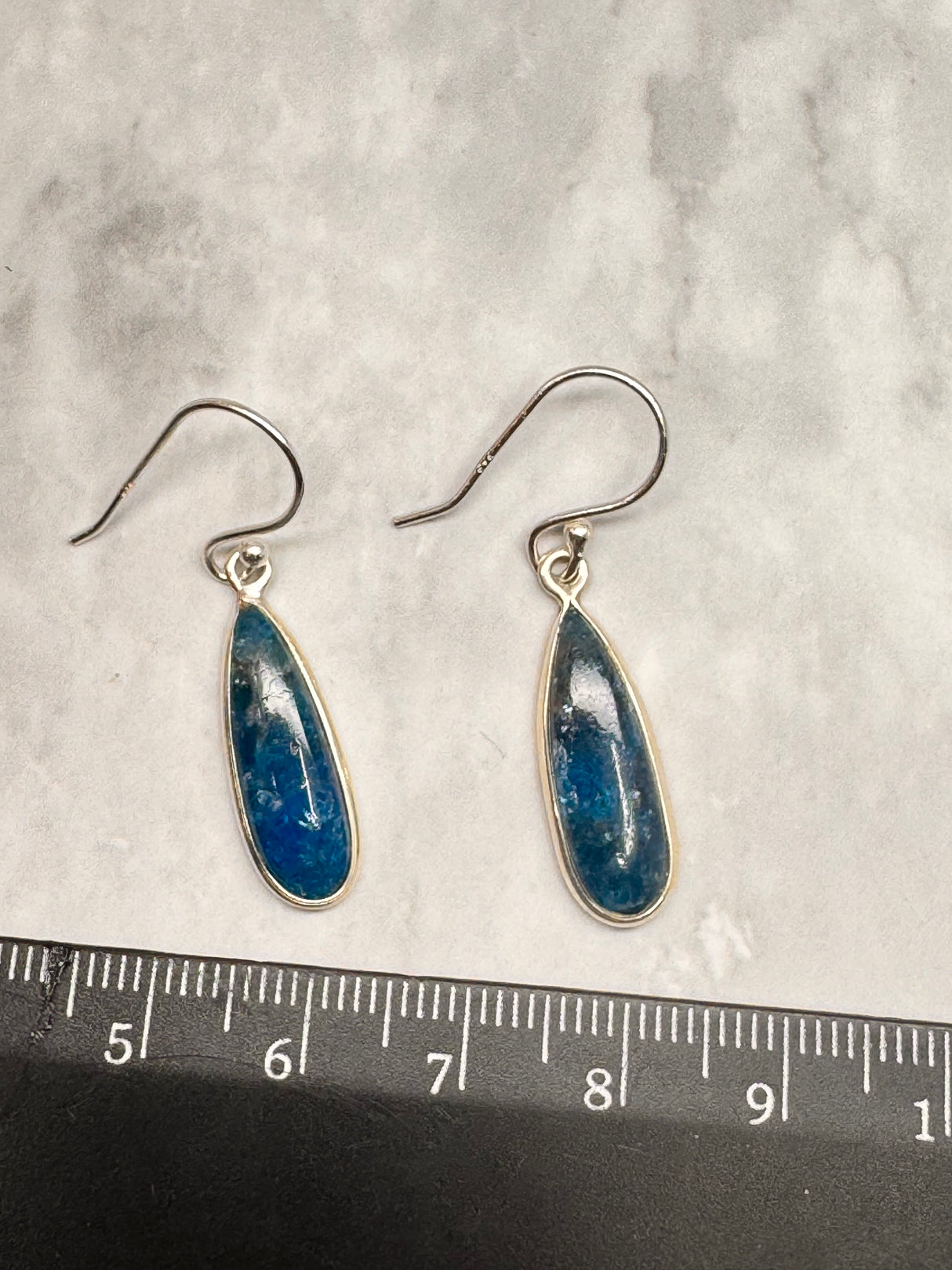 Blue Apatite Silver Drop Earrings - "I work relentlessly each day to achieve my goals."