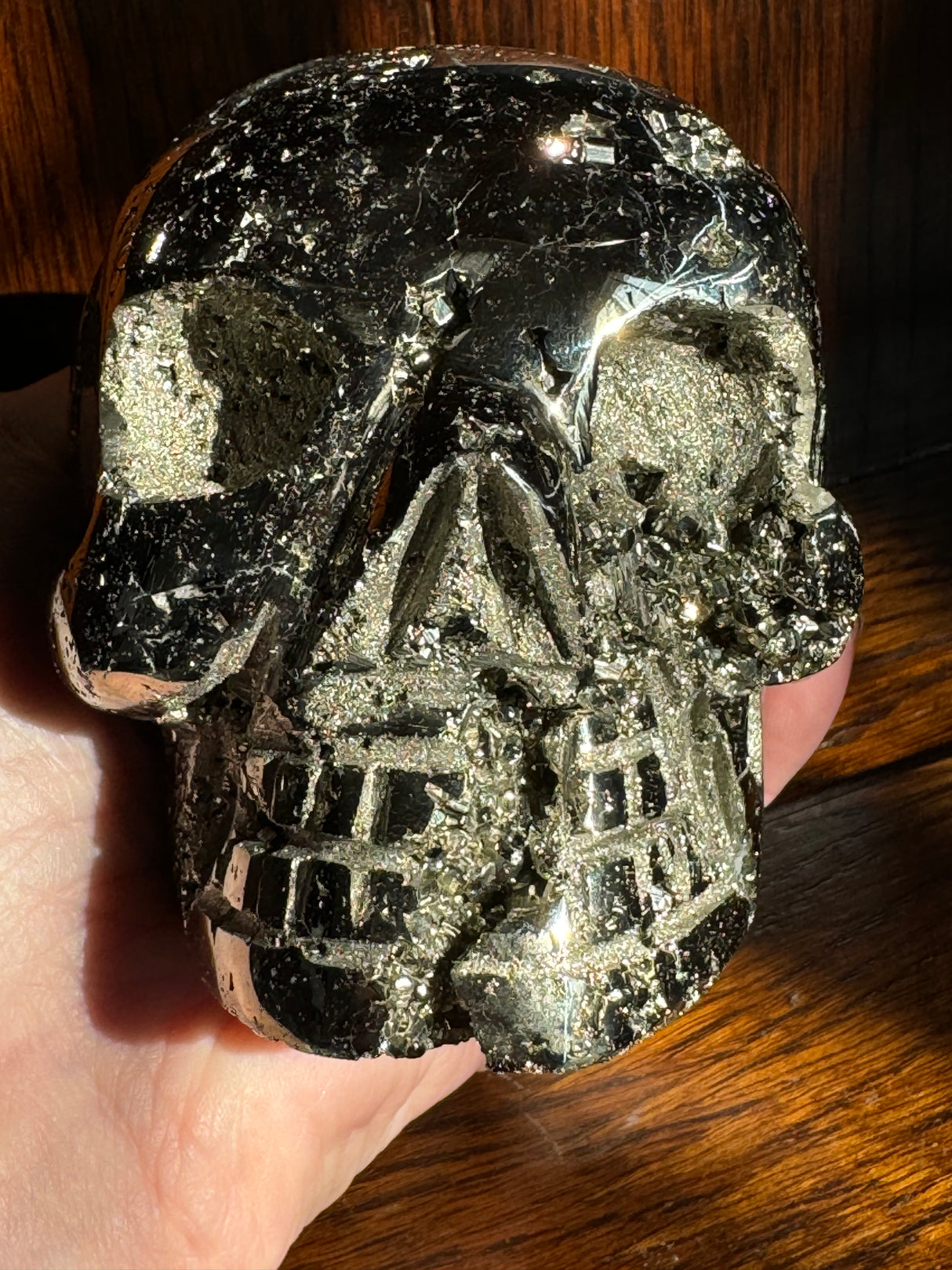 Pyrite Skull Carving #1 - 1.64kilos - Protection & Energy