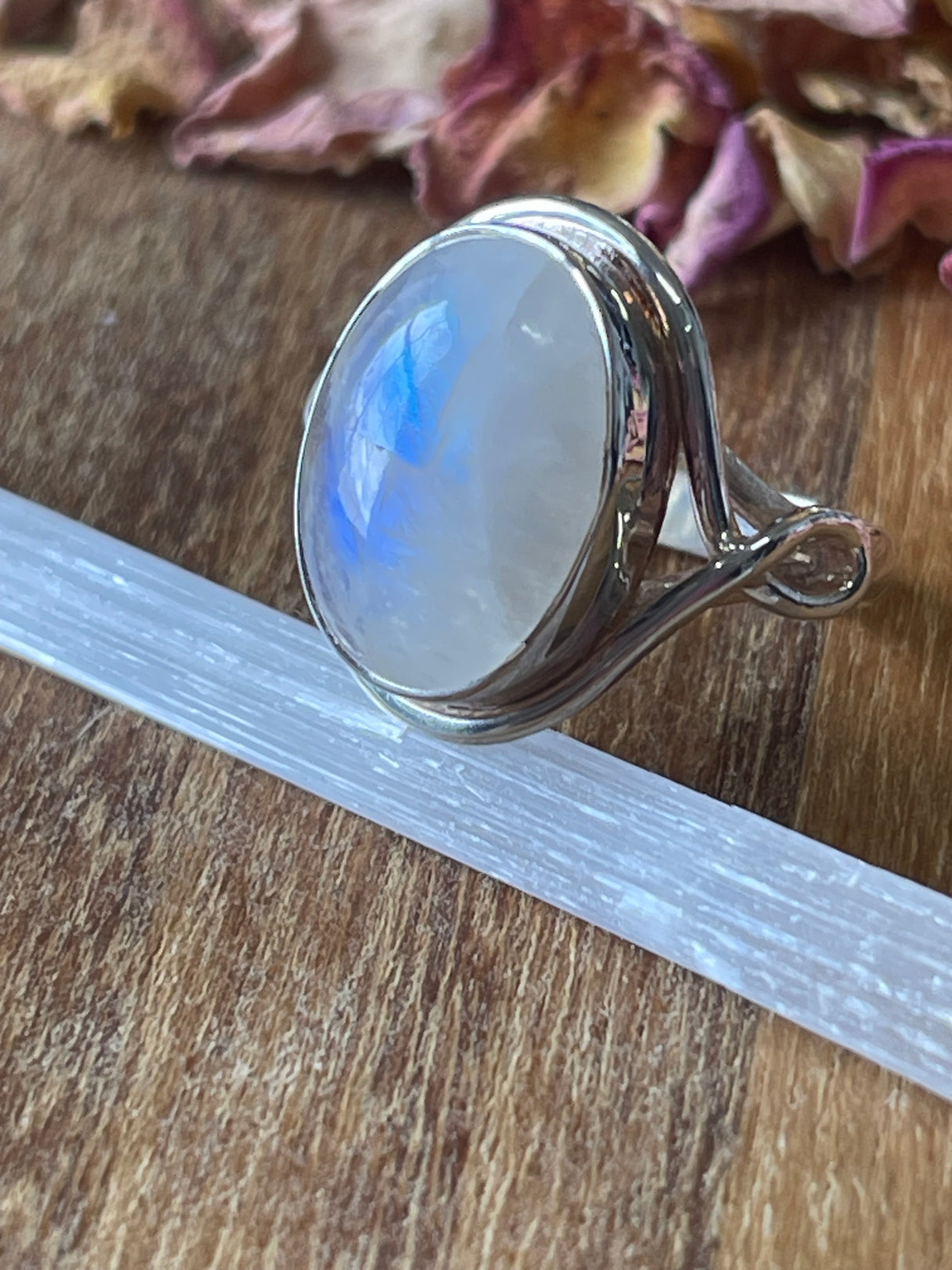 Rainbow Moonstone Silver Ring Size 7 - "My mind is open to new possibilities and opportunities”.