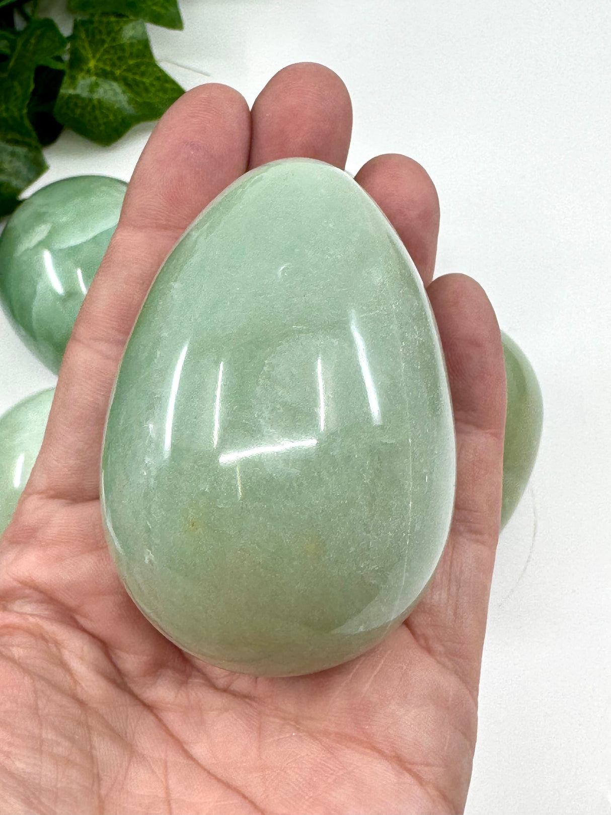 Green Aventurine Egg Carving 210g - "I am worthy of the life I desire."