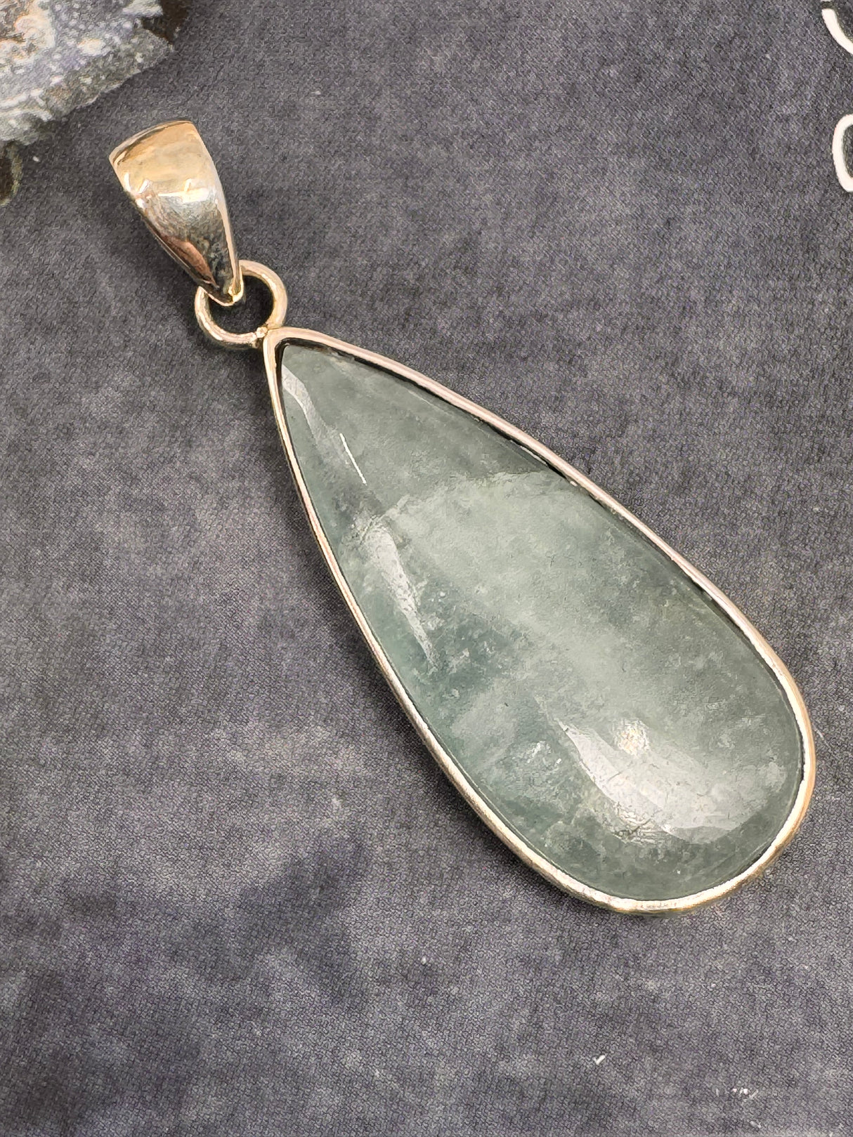 Aquamarine Large Silver Pendant & Chain - “I clearly and calmly express my most authentic truth”.