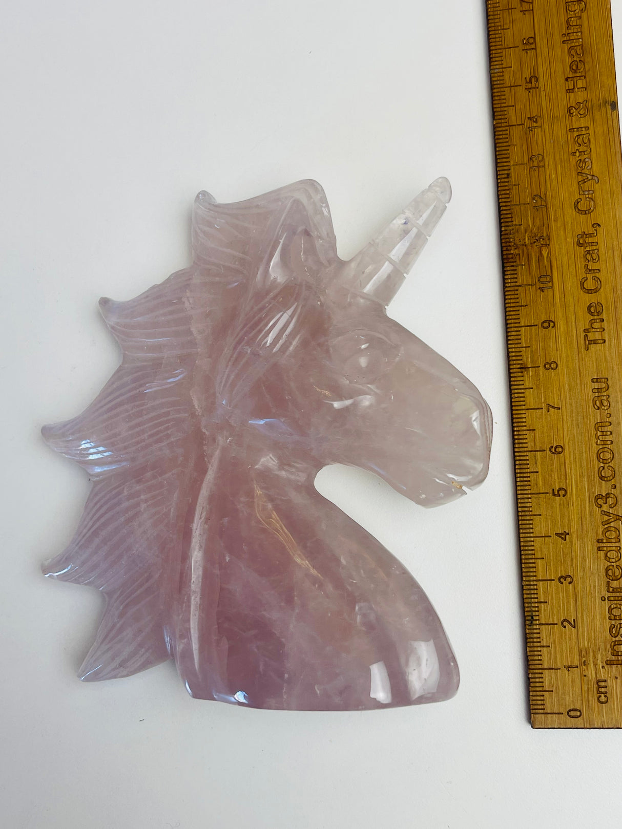 Rose Quartz Unicorn Carving 413g - “I radiate love, beauty, confidence and grace”.