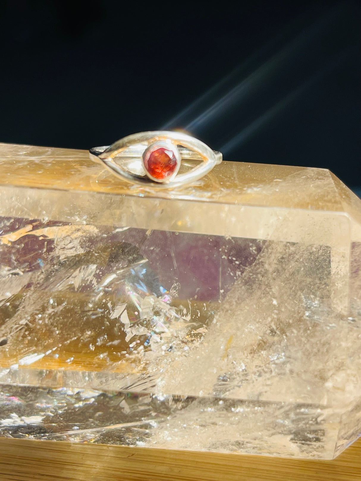 Garnet Silver Ring- Size 5 - Protection. Intuition