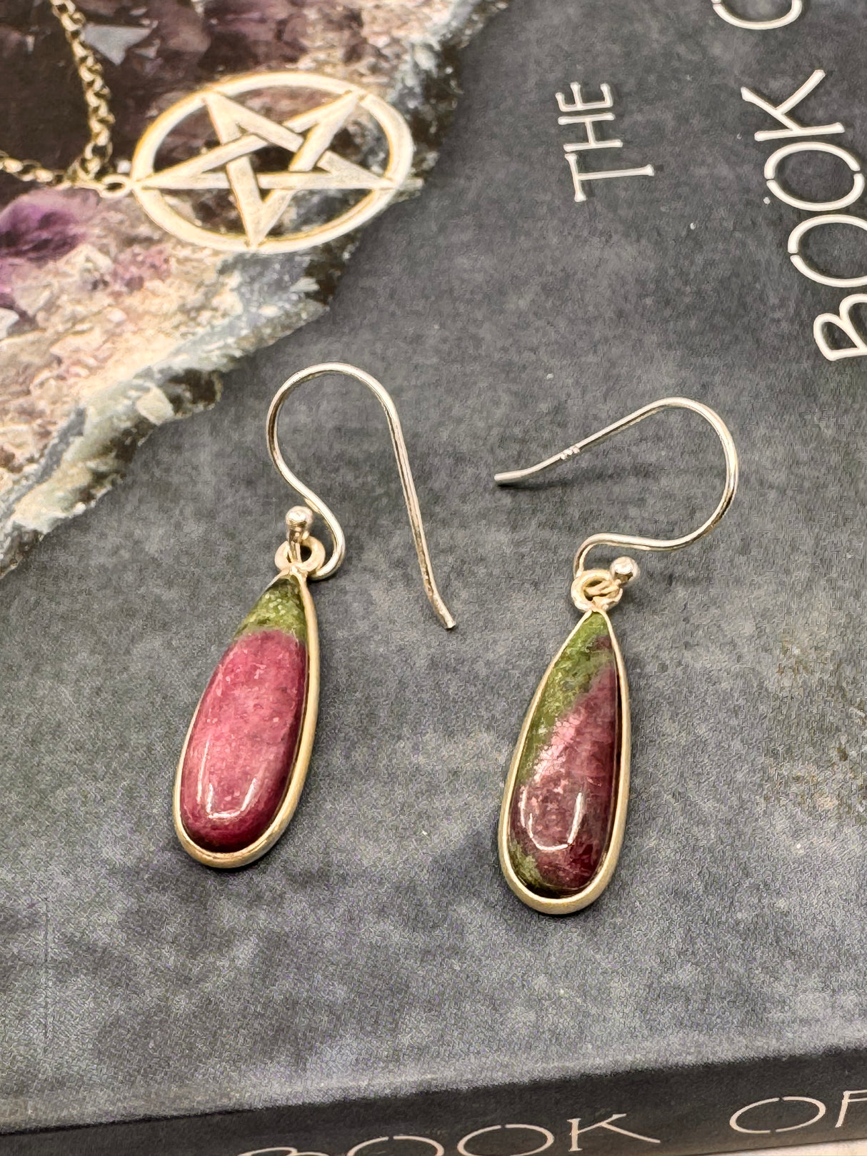 Ruby Zoisite Silver Drop Earrings - "I radiate gratitude, appreciation, and love each day."