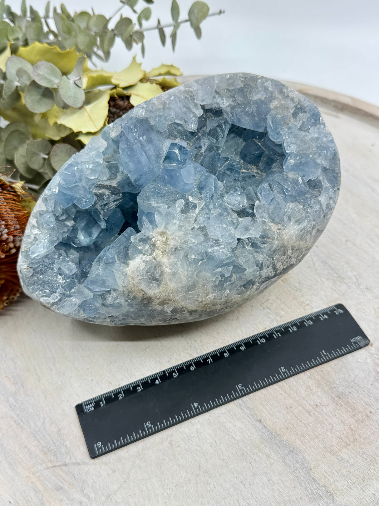 Celestite egg 3.6kg 18.5cm – soft blue crystal symbol of angelic peace, calm and divine communication – Inspired By 3 Crystals