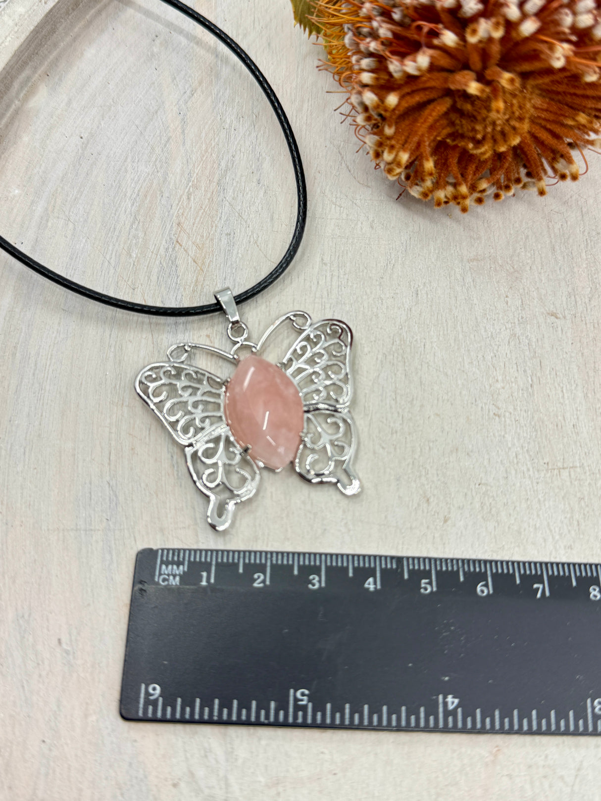 Rose Quartz Butterfly Pendant – Stone of Love, Compassion & Emotional Healing