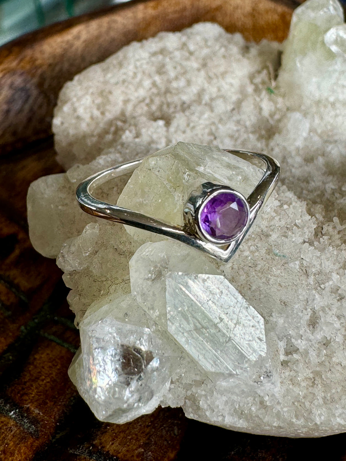 Amethyst Silver Ring Size 7 - “I trust my intuition and allow it to guide me each day”