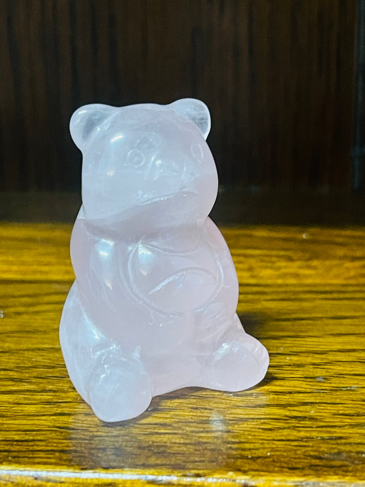 Rose Quartz Teddy Bear Carving - Love. Peace & Harmony