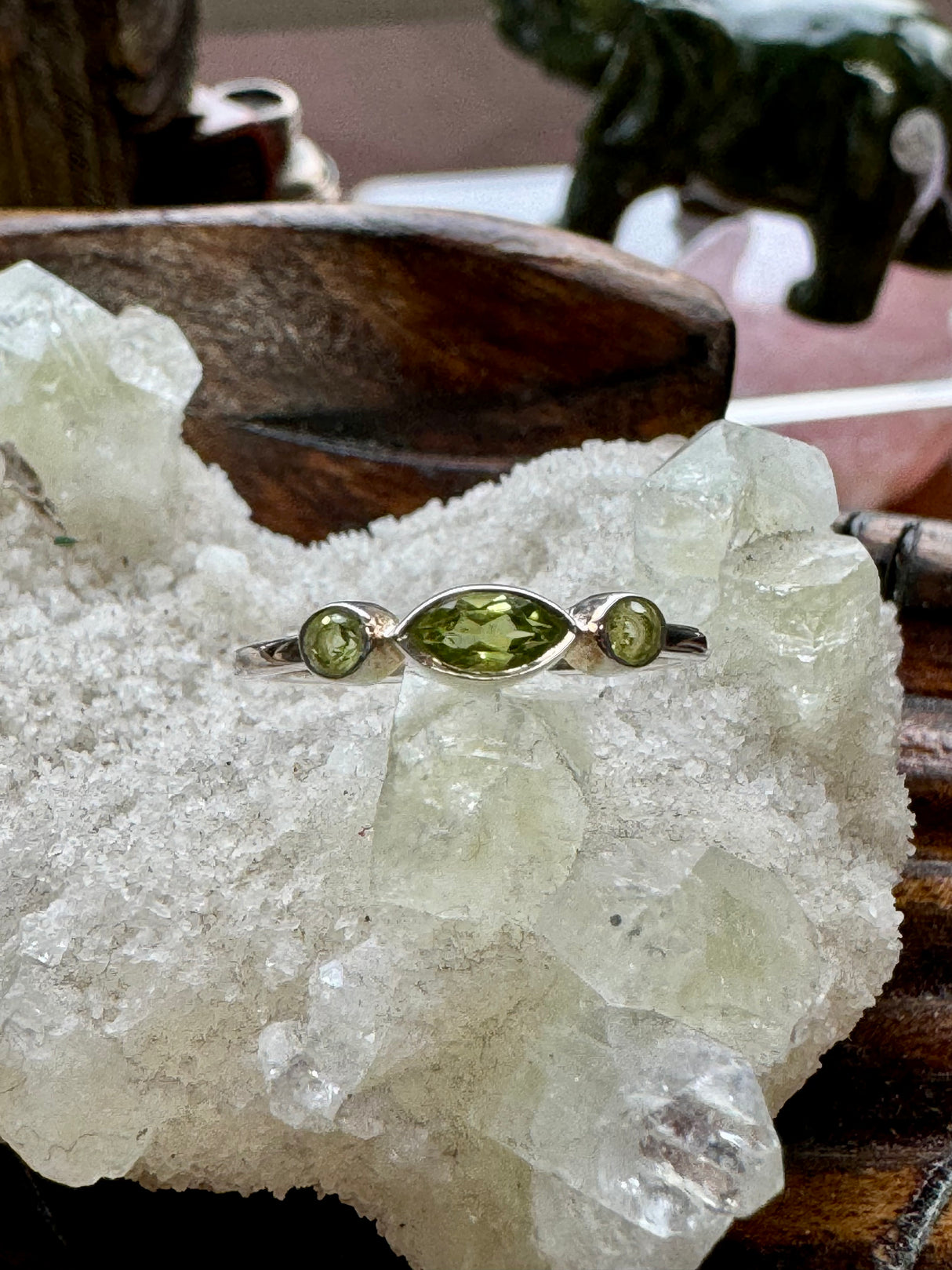 Peridot Silver Ring Size 9 - “I welcome abundance in all areas of my life”.