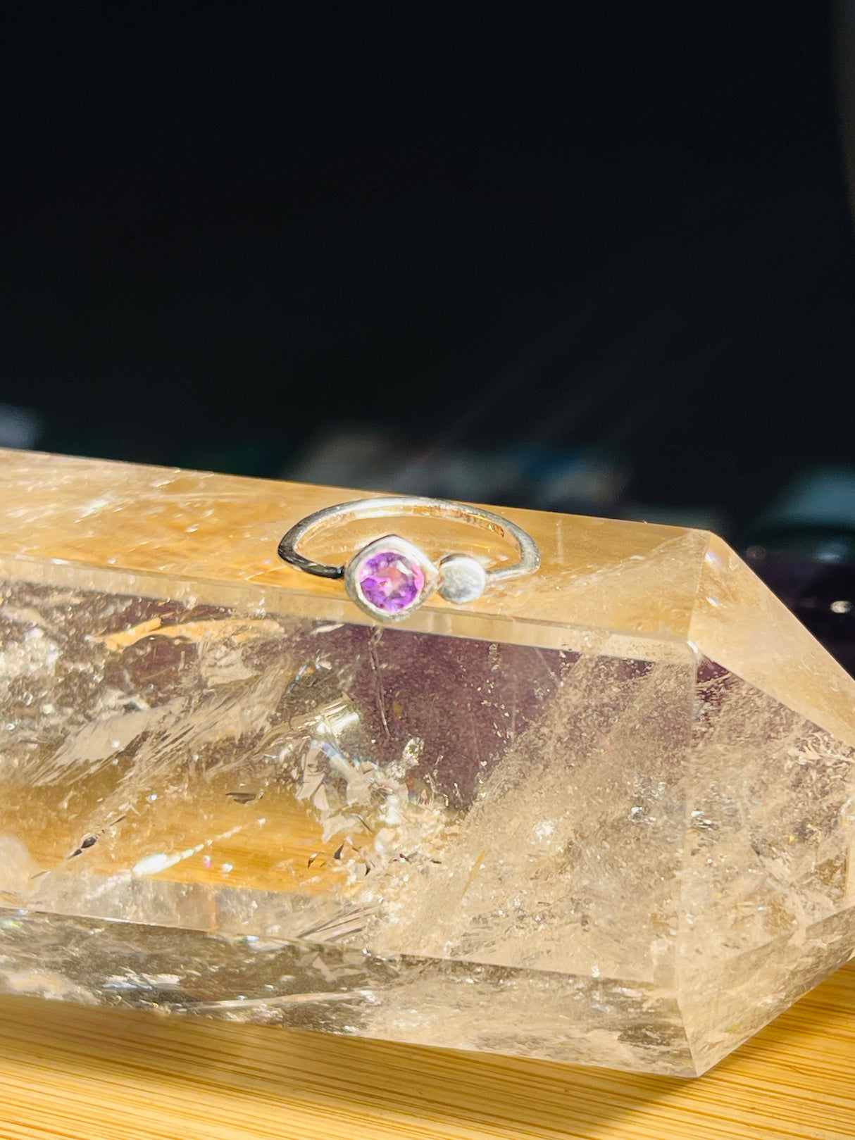 Amethyst Silver Ring- Size 5 - Protection. Intuition