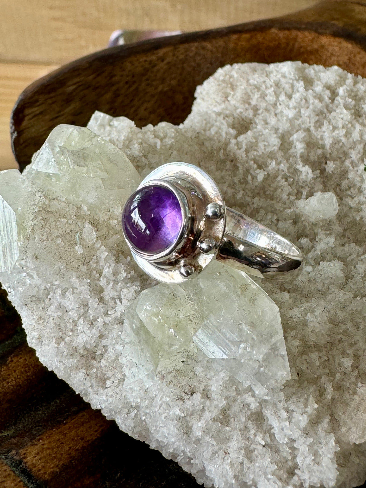 Amethyst Silver Ring Size 7 - “I trust my intuition and allow it to guide me each day”