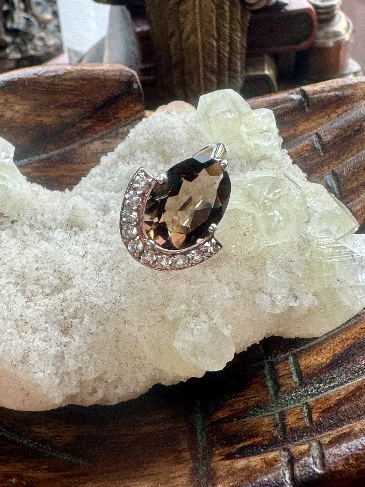 Smoky Quartz Silver Ring Size 9 - “My spirit is deeply grounded in the present moment”.