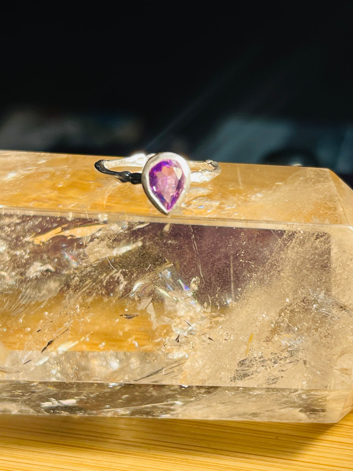 Amethyst Silver Ring- Size 5 - Protection. Intuition