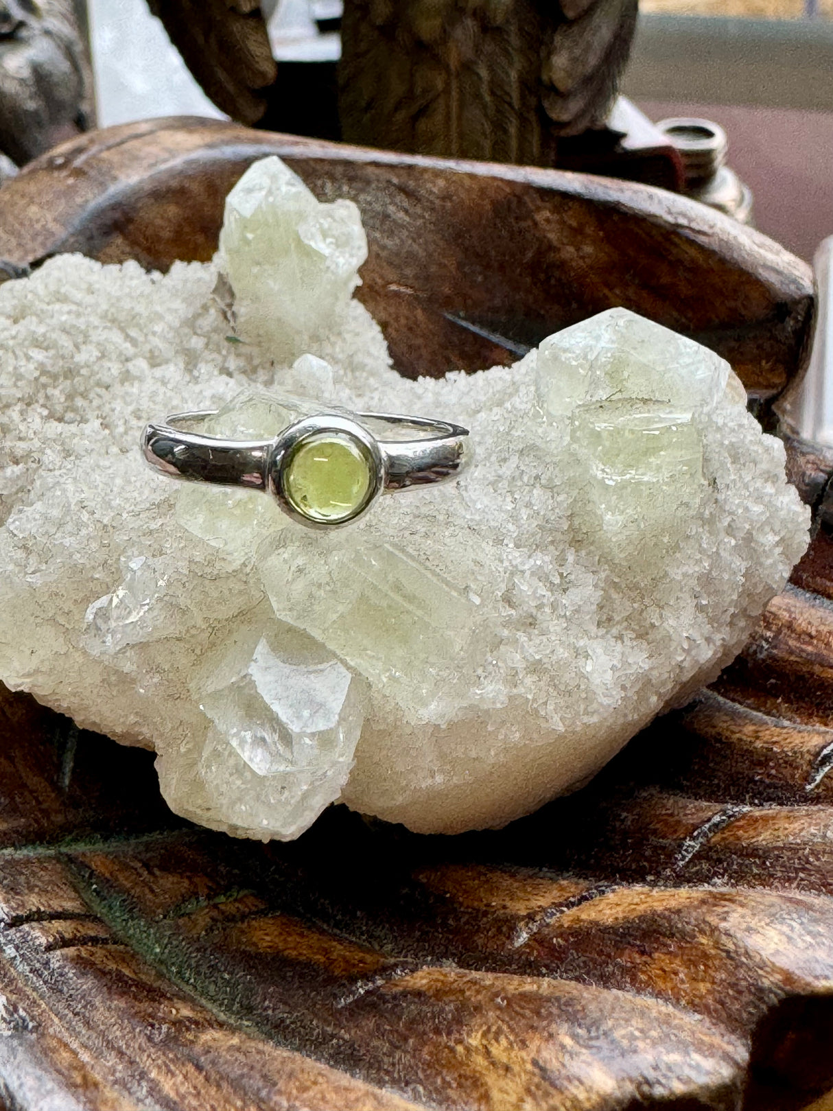 Peridot Silver Ring Size 9 - “I welcome abundance in all areas of my life”.