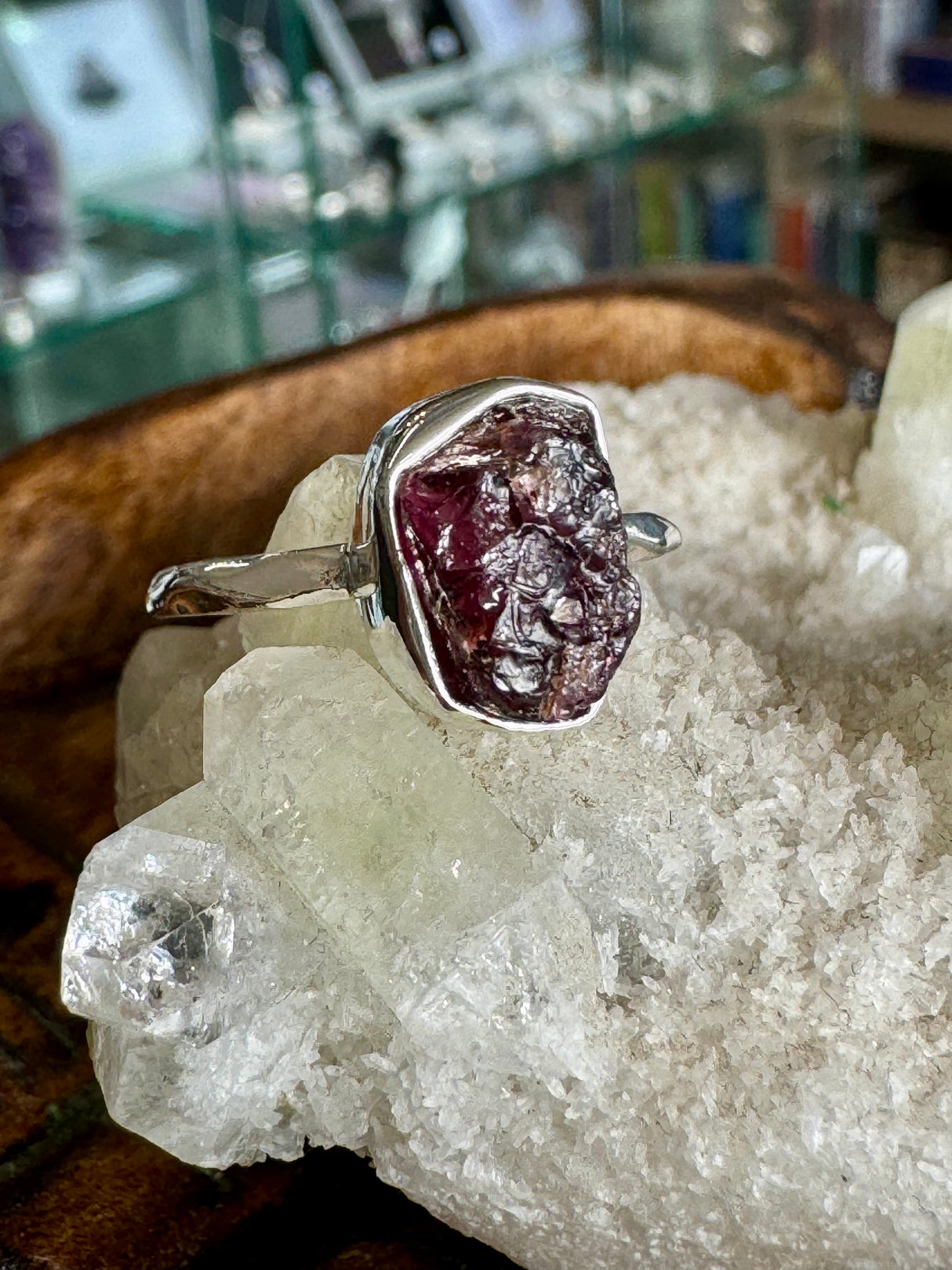 Garnet Rough Silver Ring Size 7 - "I am passionate and enthusiastic in all areas of my life."