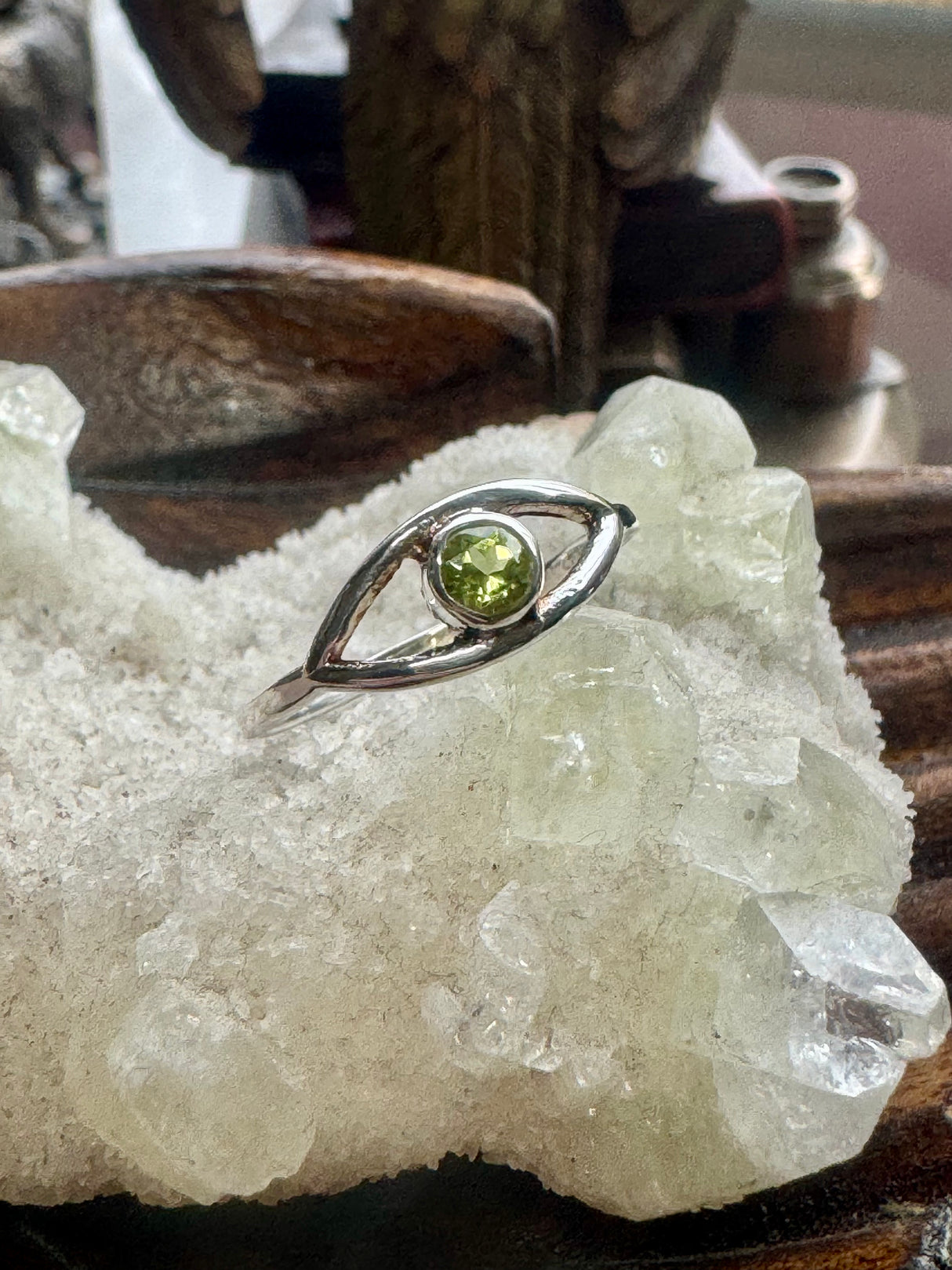 Peridot Silver Ring Size 9 - “I welcome abundance in all areas of my life”.