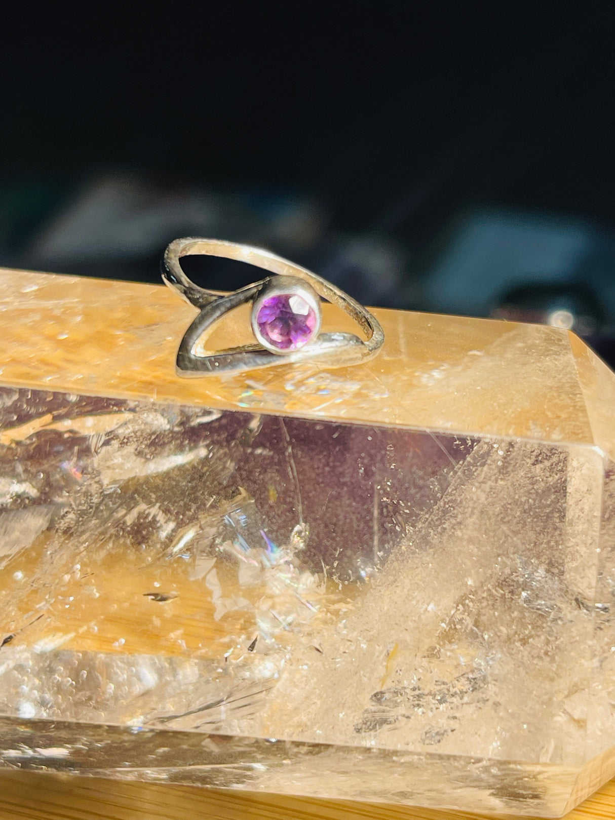 Amethyst Silver Ring- Size 5 - Protection. Intuition