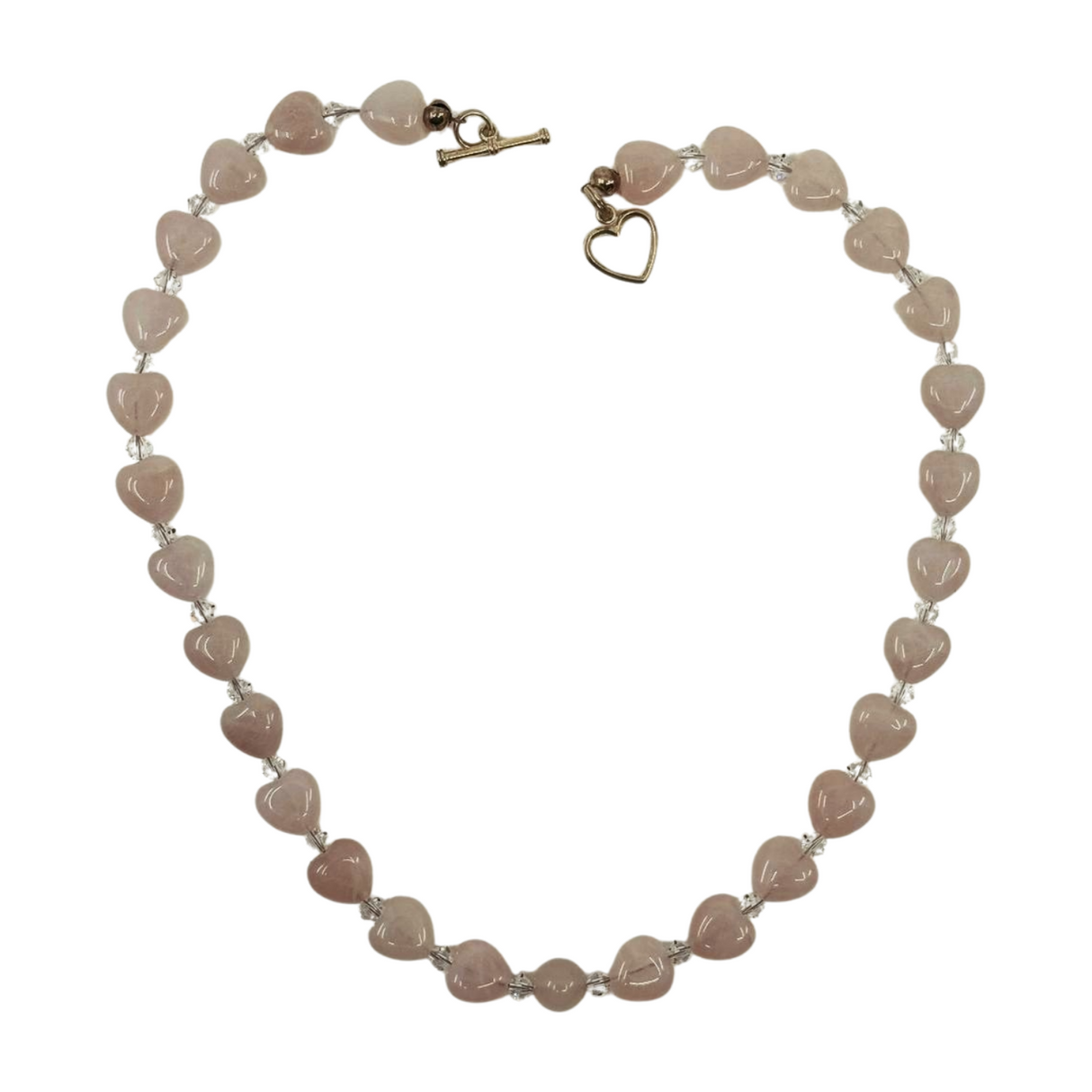 Rose Quartz Heart Necklace Handemade by us. - “I radiate love, beauty, confidence and grace”.