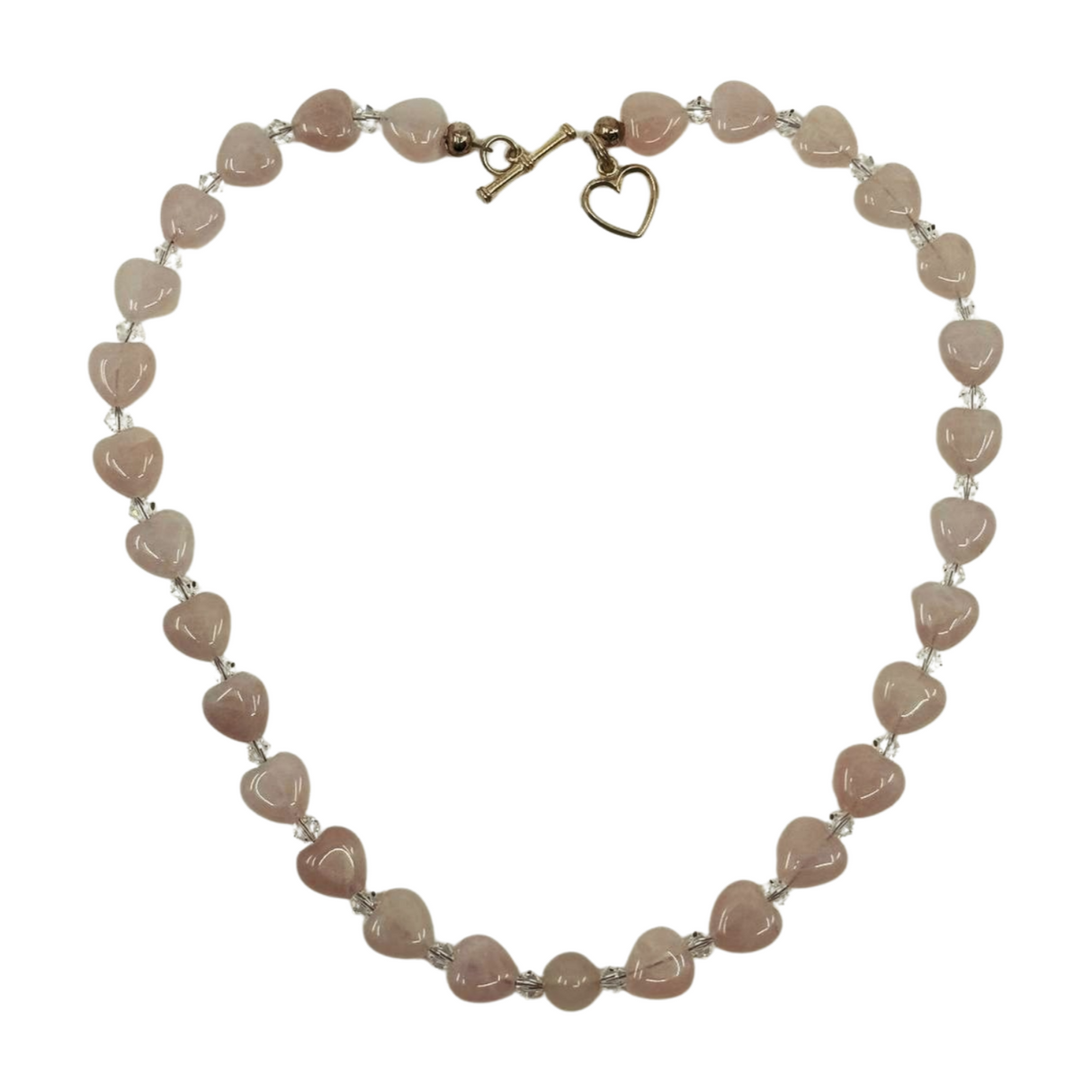 Rose Quartz Heart Necklace Handemade by us. - “I radiate love, beauty, confidence and grace”.