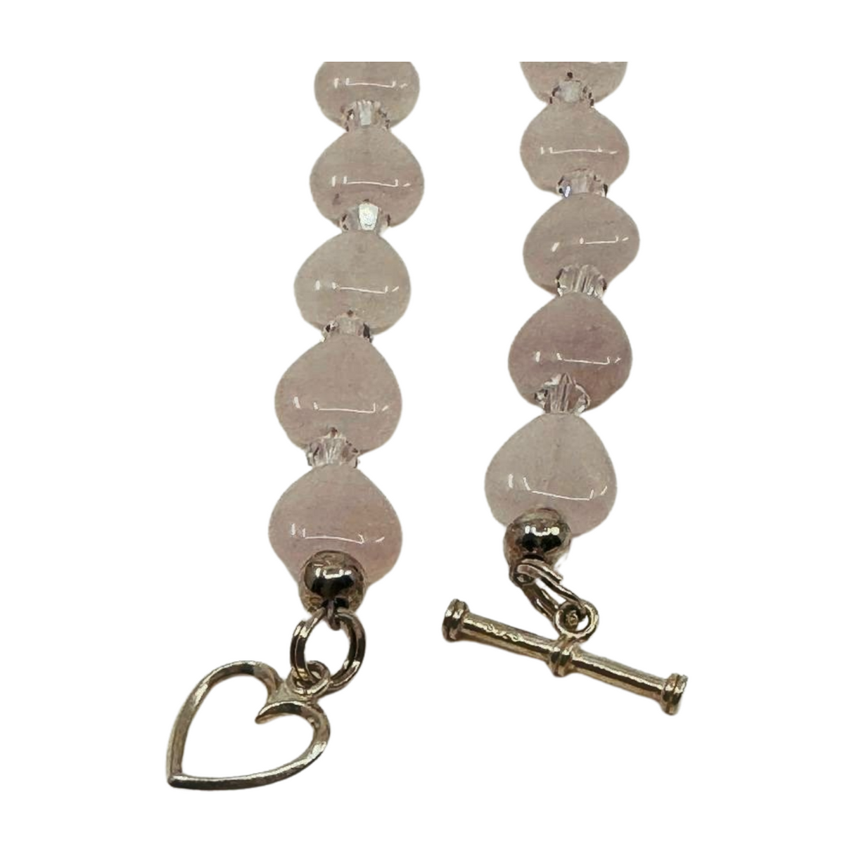 Rose Quartz Heart Necklace Handemade by us. - “I radiate love, beauty, confidence and grace”.