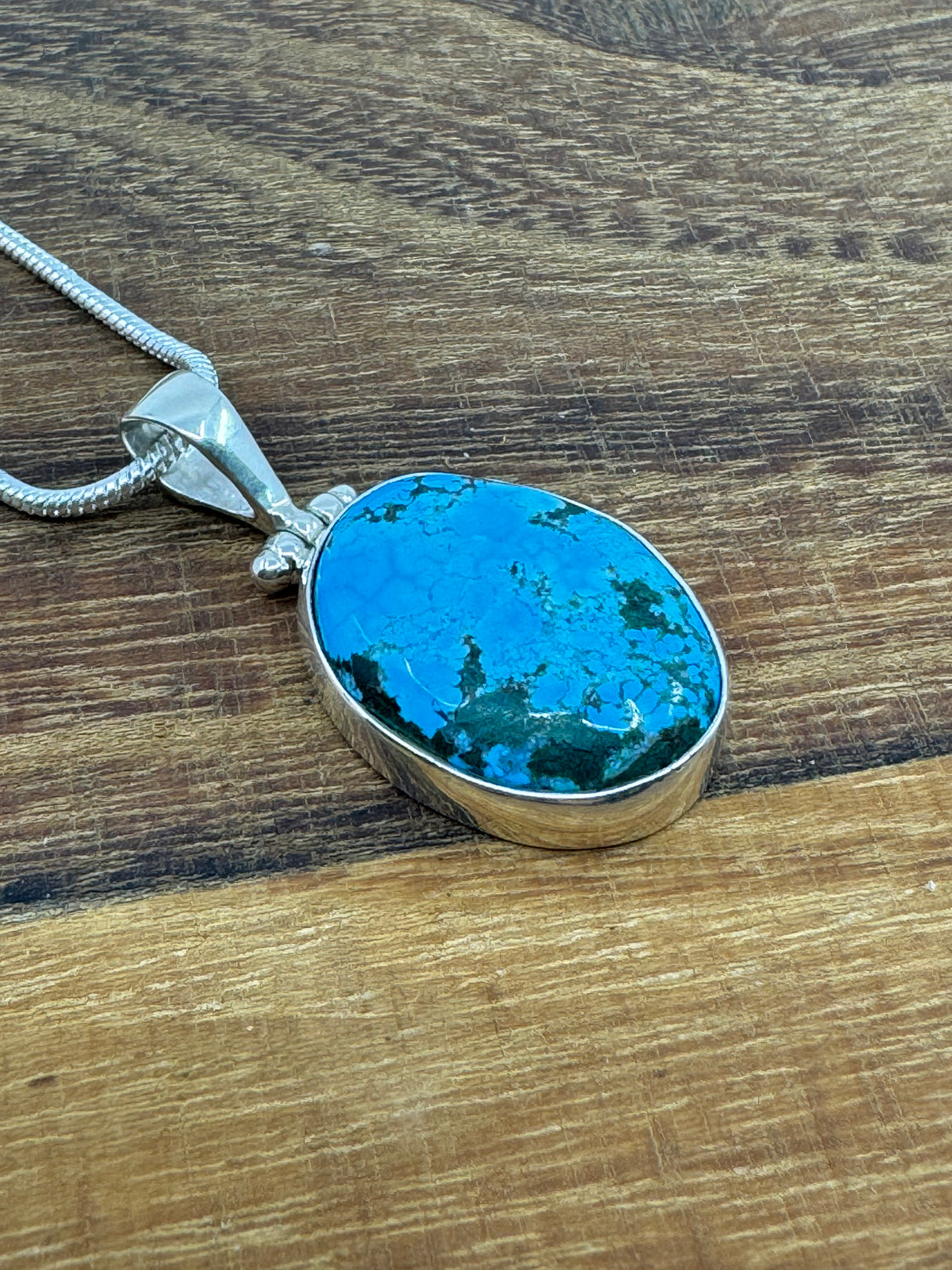 Turquoise Tibet Silver Pendant and complimentary snake chain: