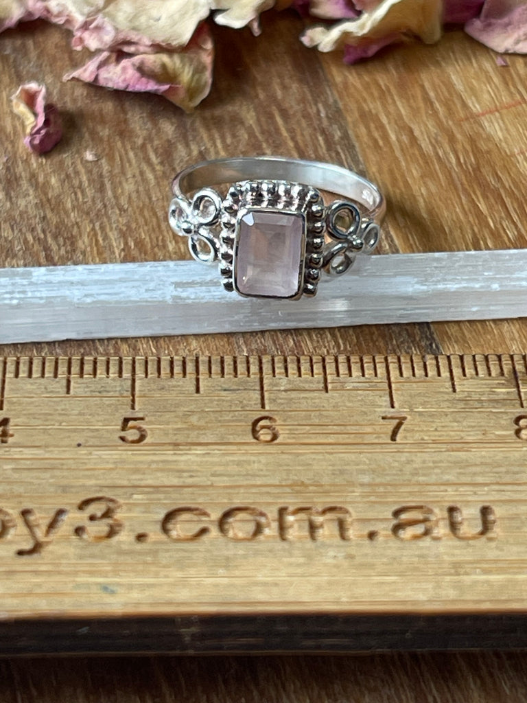 Rose Quartz Silver Ring Size 7 - “I radiate love, beauty, confidence and grace”.